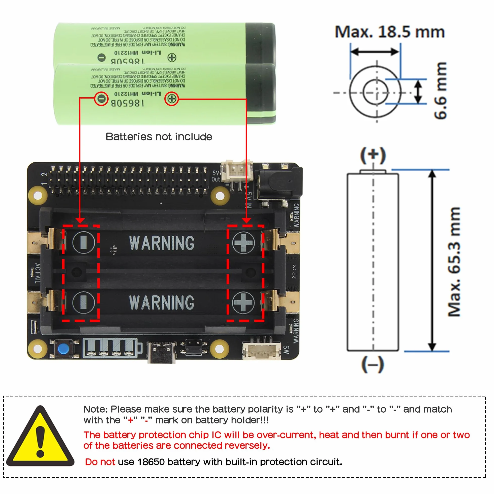 Geekworm X728 V2.5 18650 UPS for Raspberry Pi 4 8GB 4GB 2GB 3B+ 3B 2B