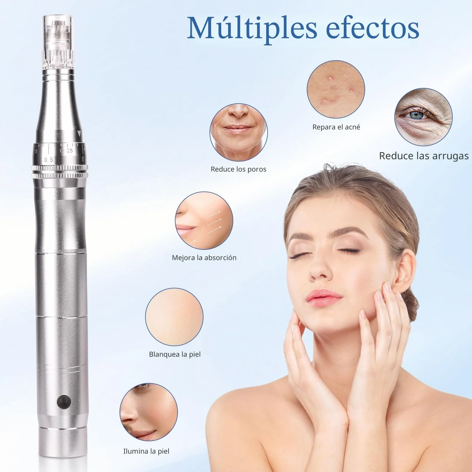 CARER SPARK Dermapen Eléctrico, Dermapen Profesional 0.25 mm-2.0 mm con 5 Niveles de Velocidad para Cuidado de la Piel Antiarrugas y Antienvejecimiento (Incluye 12 cartuchos de agujas)