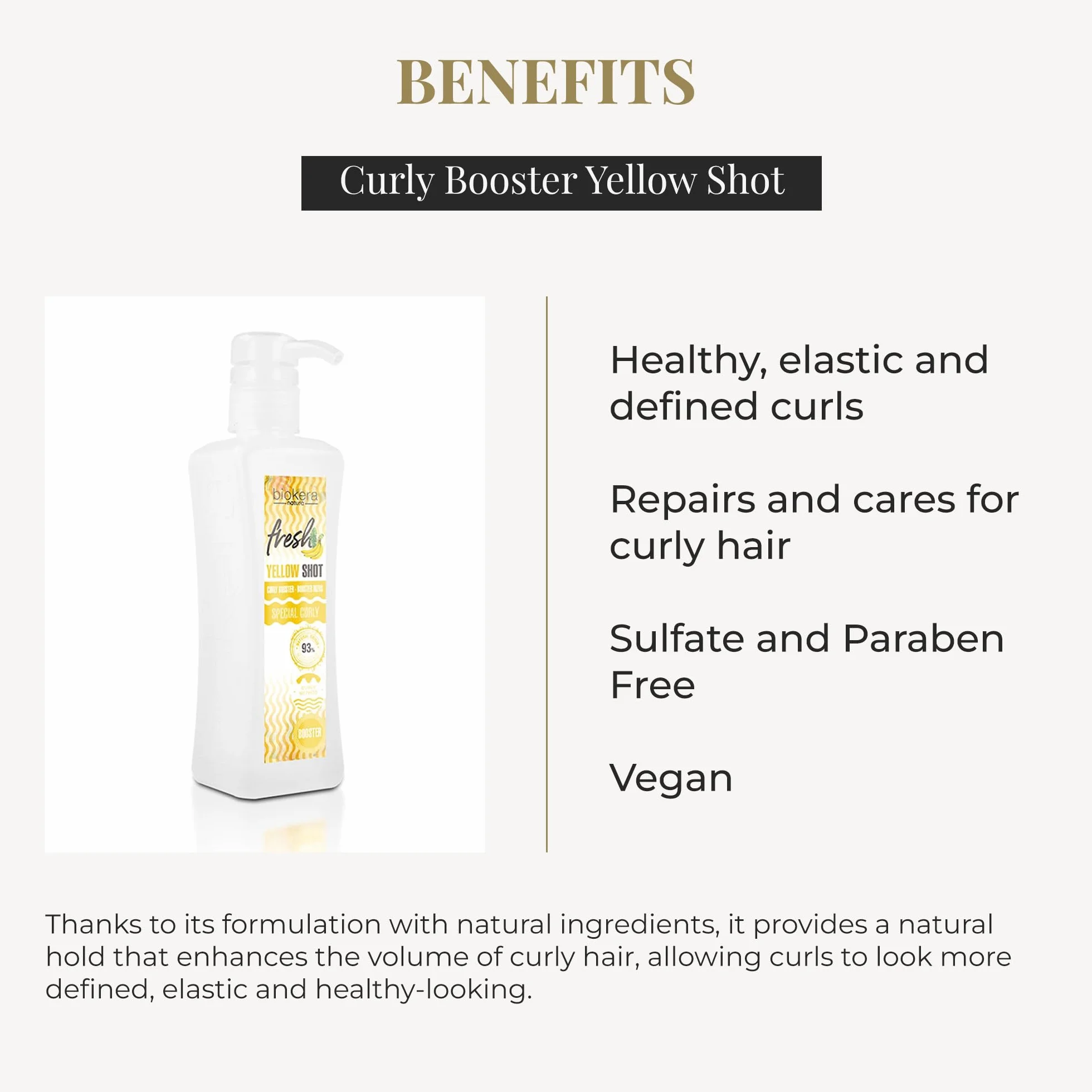 Biokera Fresh Salerm Gel Activador de Rizos Curly Booster Yellow Shot 300 ml Rizos Definidos Sin Sulfatos Vegano