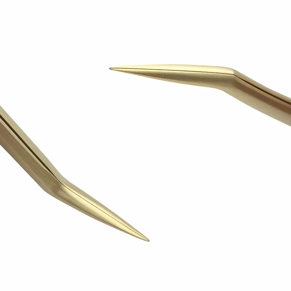 Pinzas de pestañas EMEDA profesionales doradas precisión 2 piezas juego extensiones 3D 6D Volume