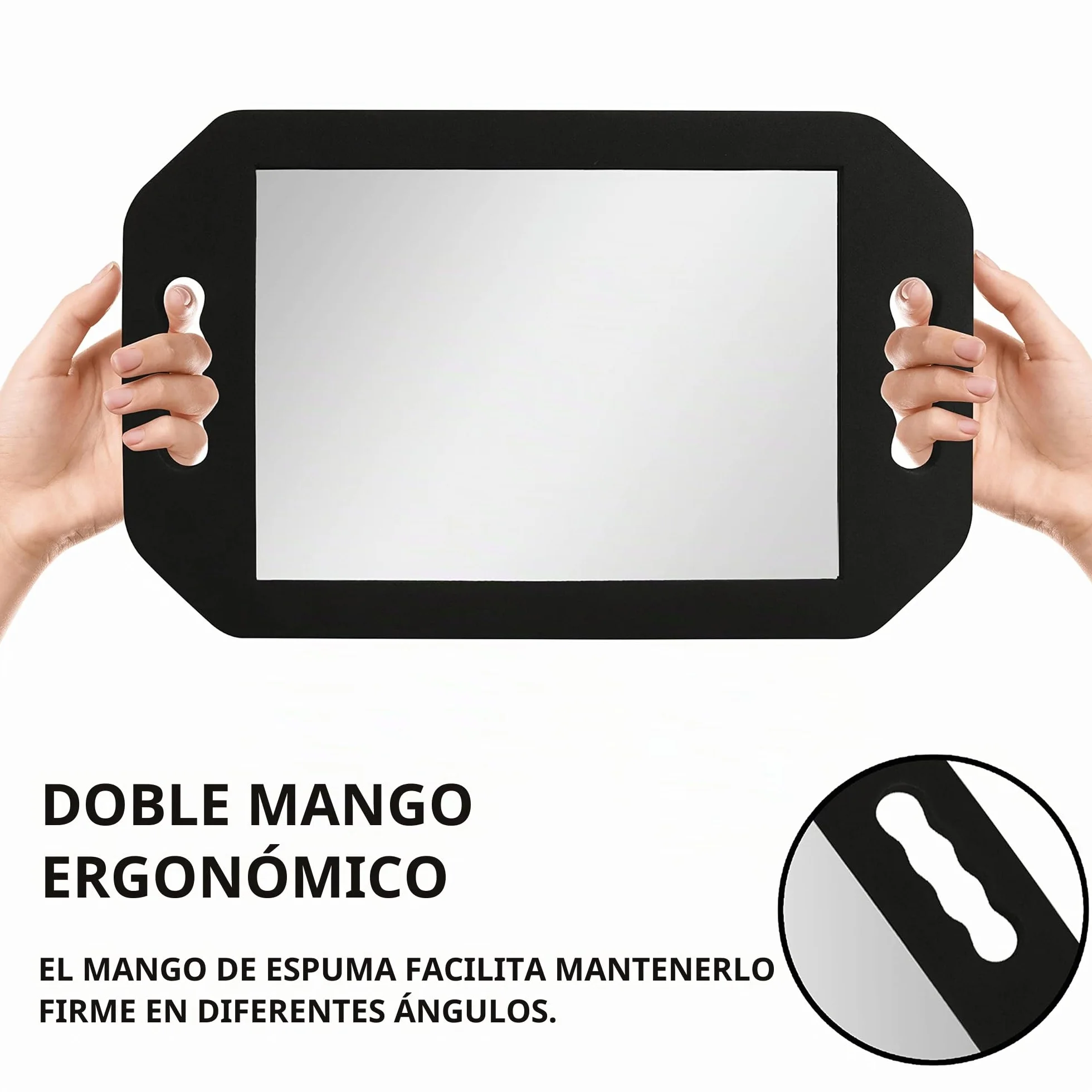 Kurtzy Espejo de Mano Ligero Negro para Peluquería - Barbero con Asa Doble