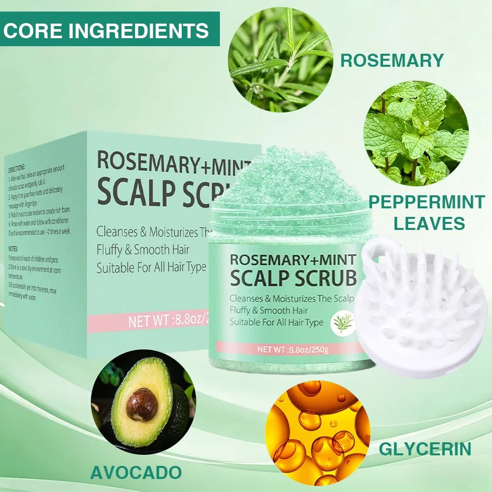Gommage 2 en 1 Cuir Chevelu Exfoliante Romero Champú Masajeador Tratamiento Purificante 250 g