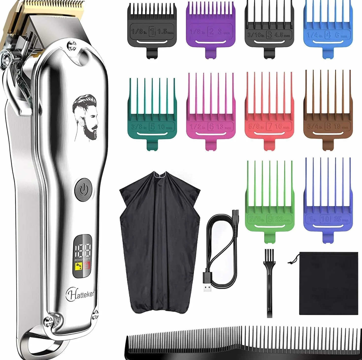 Hatteker Cortapelo Profesional Hombre Impermeable IPX7 Cortapelo de Precisión Largo