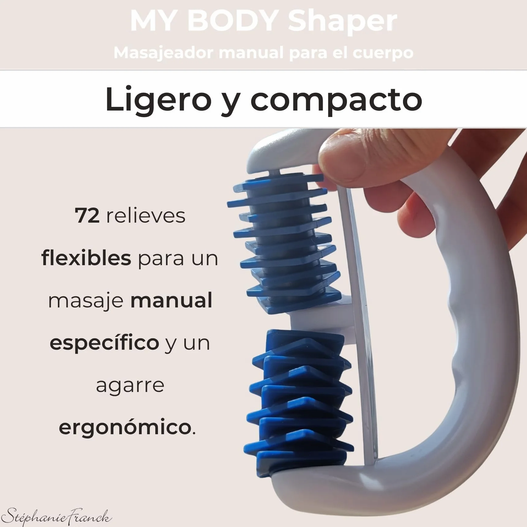 My Body Shaper Masajeador Corporal Rodillo de Masaje Ergonómico Azul
