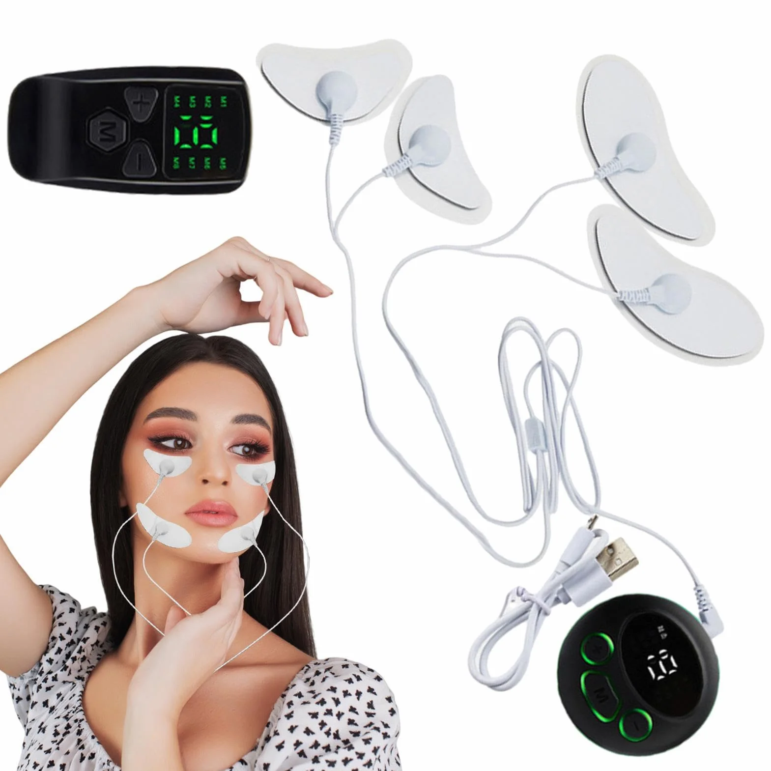 Fenytay Masajeador Facial EMS, Estimulador Muscular Facial bajo Ruido para Adelgazar la Cara