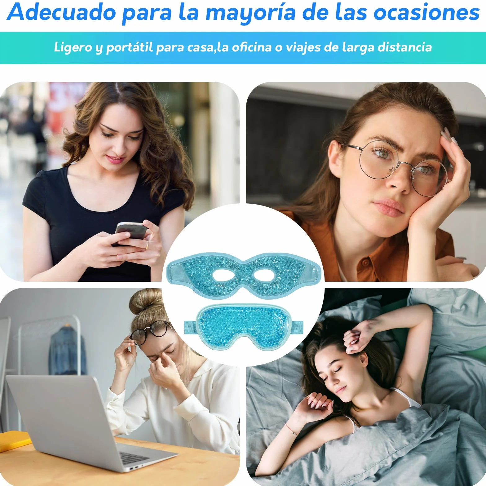 Scettar 2 Piezas Antifaz Gel Frío Ojos, Reutilizable Mascarilla para Dormir, Fría o Caliente, Alivio de Ojos Hinchados y Migrañas