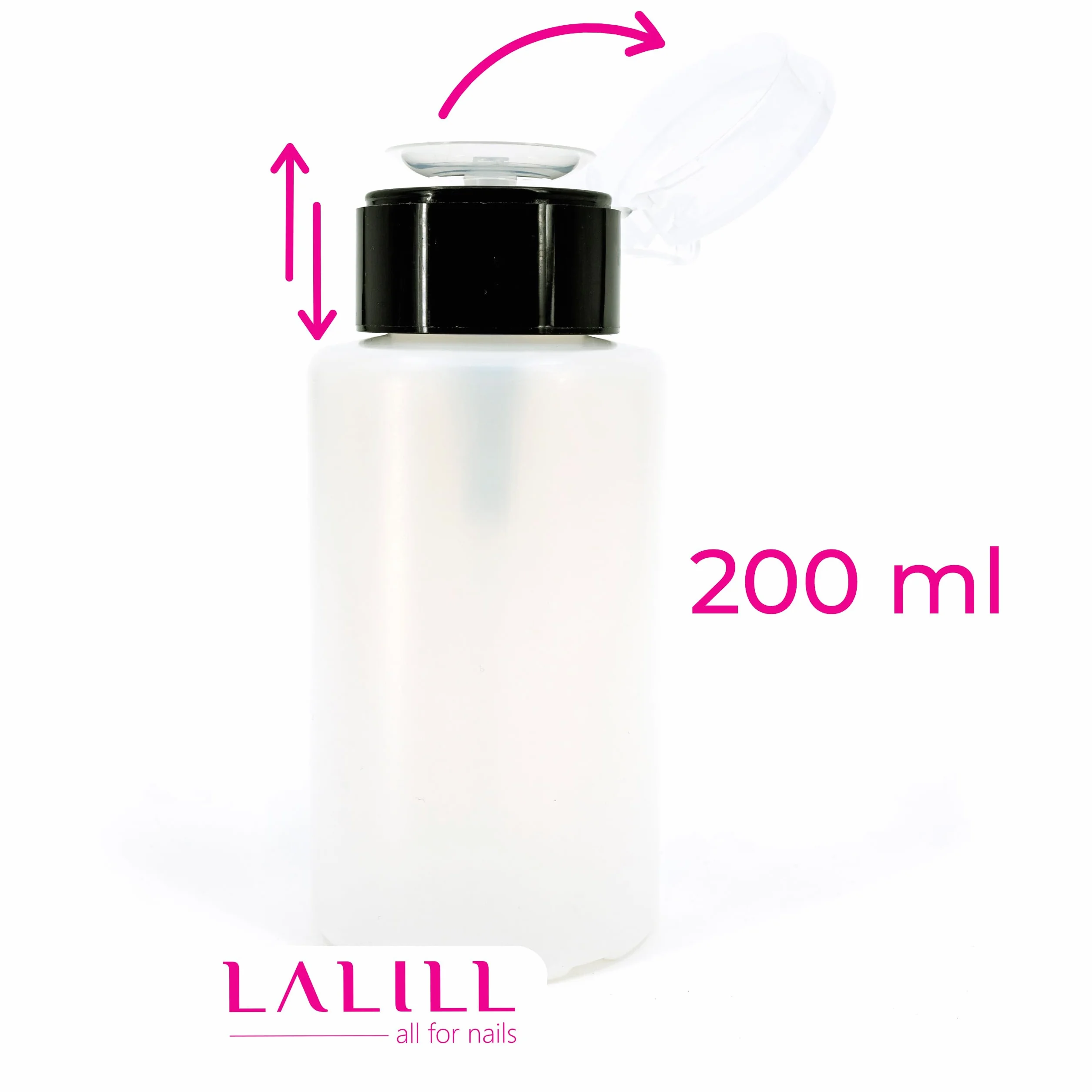 LALILL Cleaner de Uñas 500ml con Dosificador y 500 Almohadillas - Limpiador para Uñas de Gel y Semipermanente - Botella con Bomba 200ml - Algodón sin Pelusa
