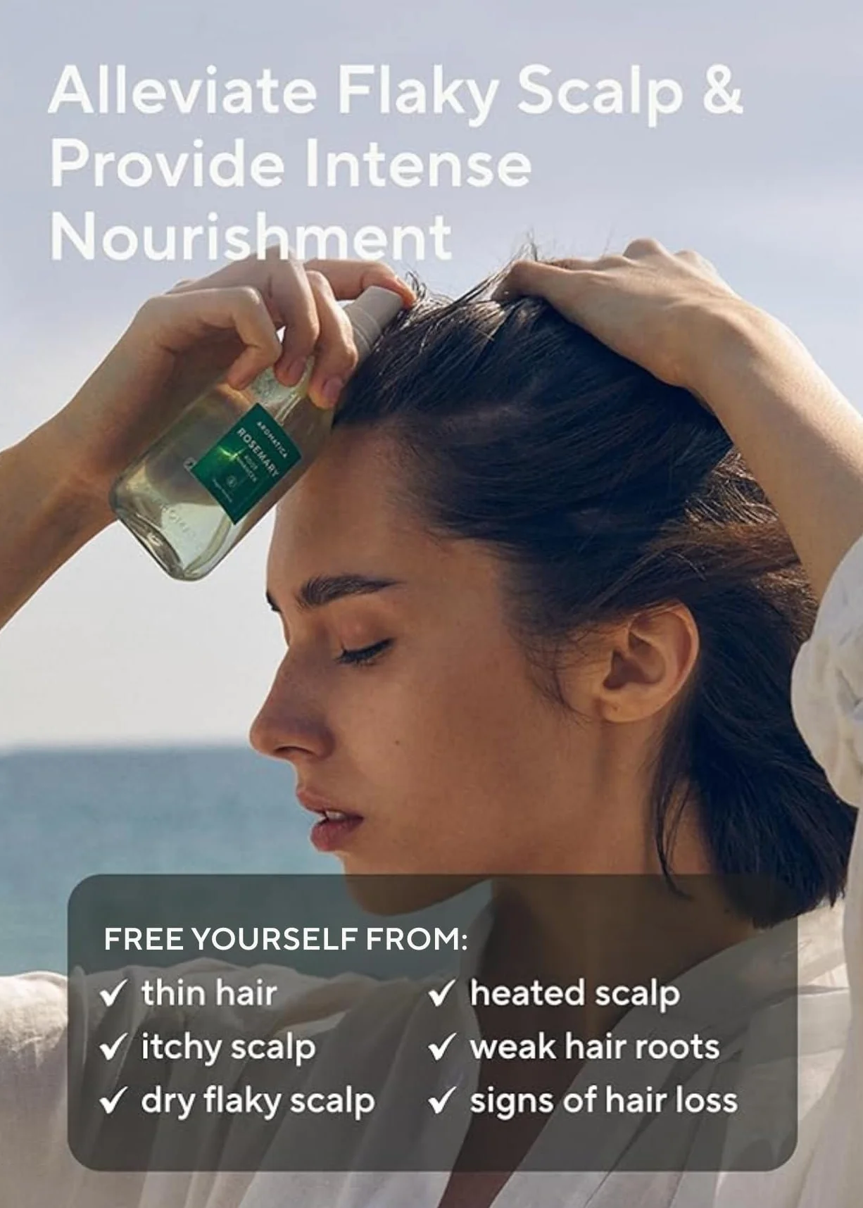 AROMATICA Potenciador de raíz de romero 3.38oz/100ml Spray nutritivo para el cuero cabelludo