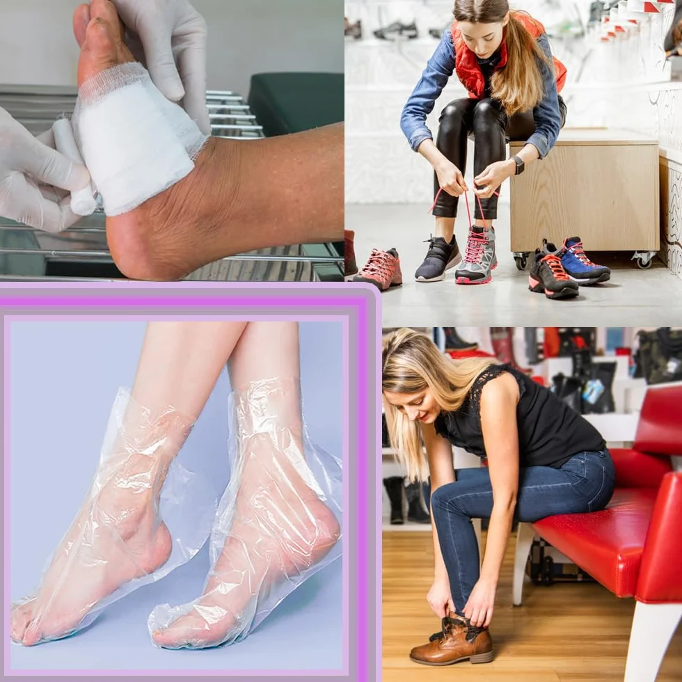 Calcetines de Baño de Parafina 100 Piezas, Bolsas de Pedicura Plástico Transparente para SPA Cuidado de Pies
