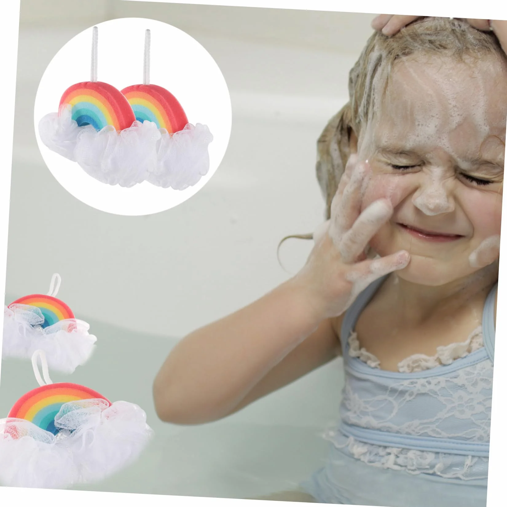 Esponja de Baño Arcoíris 2 Piezas de Esponja para Niños | , Exfoliante Corporal, para Ducha, Formato Compacto, Adecuado para Bebés y Pequeños