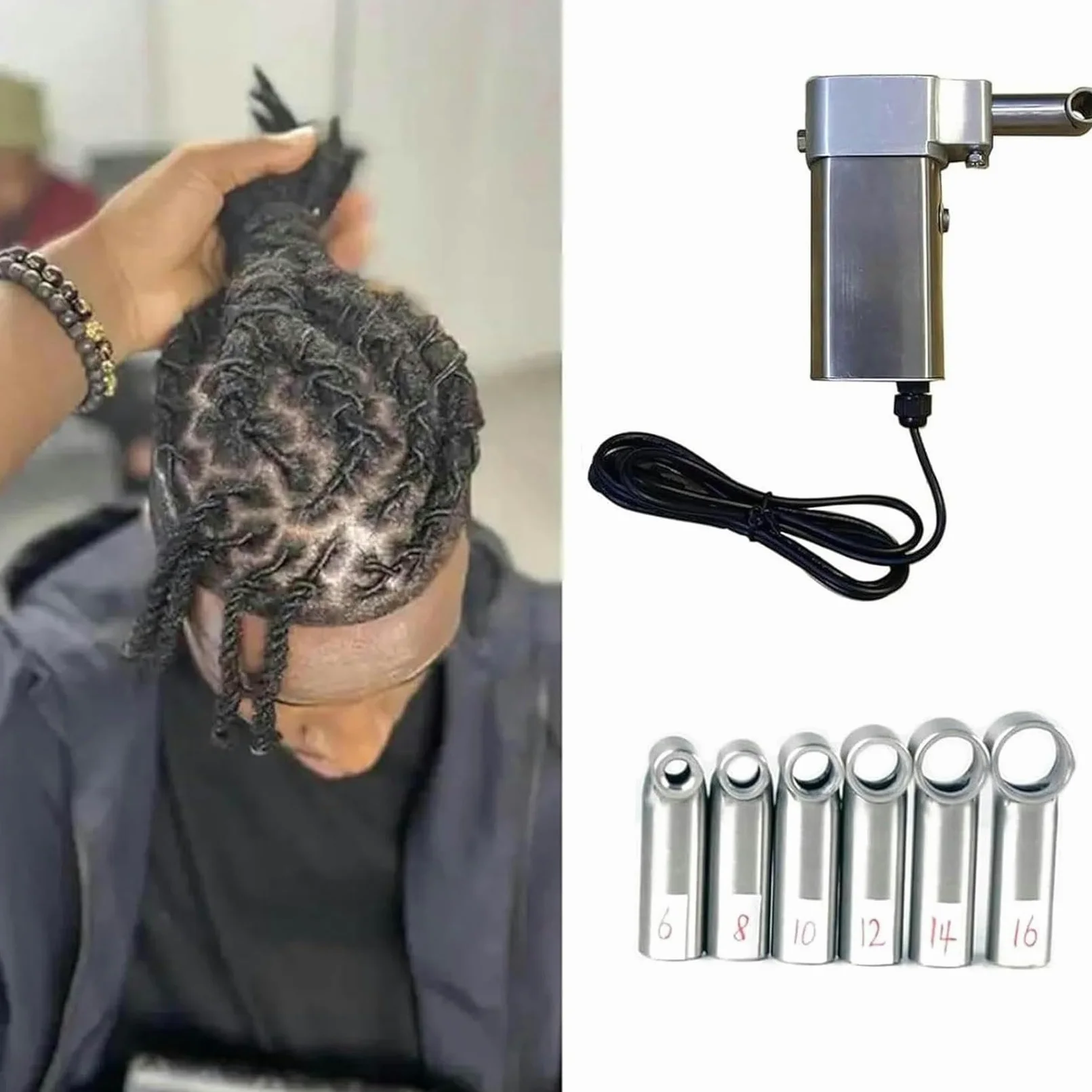 Kit de Herramientas para rastas, máquina de Ganchillo eléctrica para Hacer rastas con rastas, máquina para Hacer Cabello con Trenzas de Ganchillo con rastas eléctricas