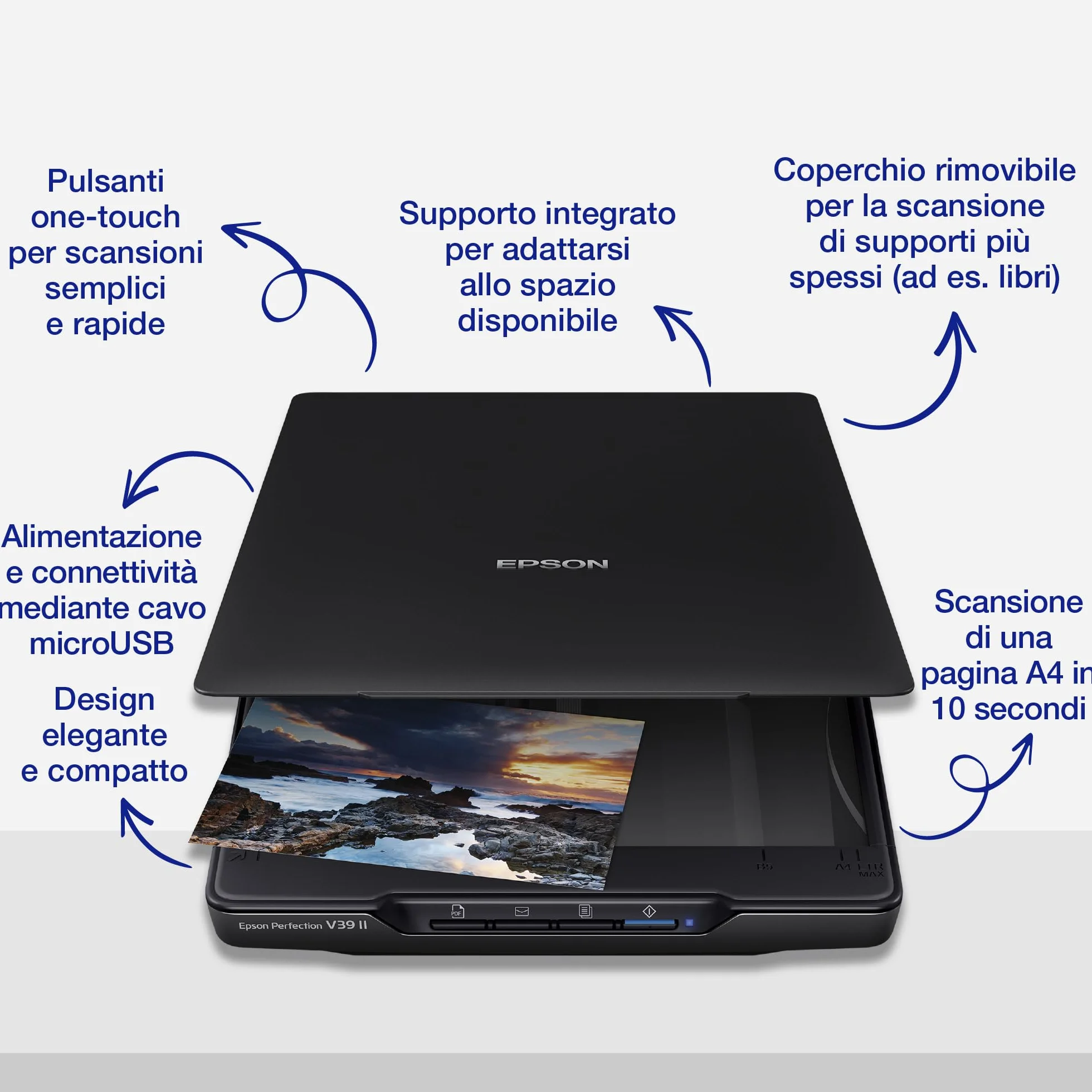 Epson Perfection V39II Escáner fotográfico y de Documentos 4800 PPP A4 USB Negro