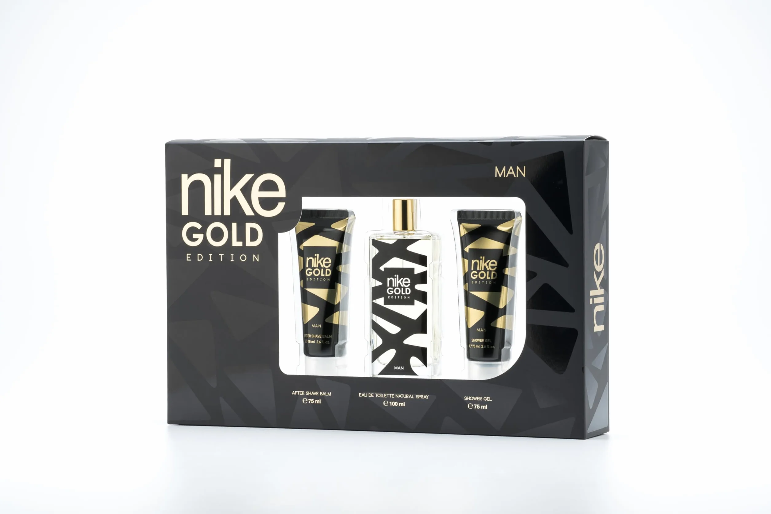 NIKE Gold Edition Colonia 100 ml After Shave 75 ml Gel de Baño 75 ml Estuche Regalo Hombre Eau de Toilette Masculina