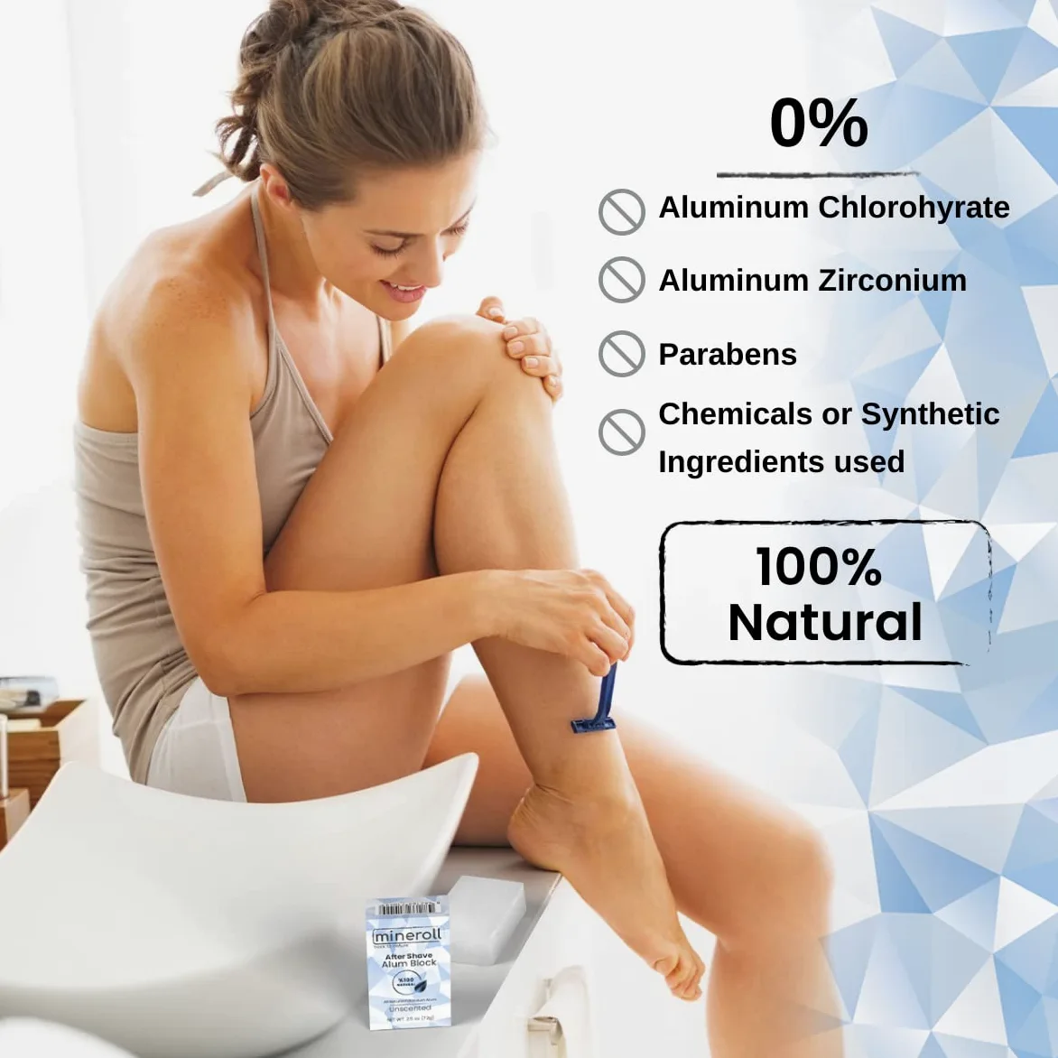 Bloque De Alumbre Para Después Del Afeitado, Piedra De Alumbre Completamente Natural, Calmante De La Piel Astringente, Barra De Alumbre Para El Vello Encarnado, Sin Perfume, 2.5 oz