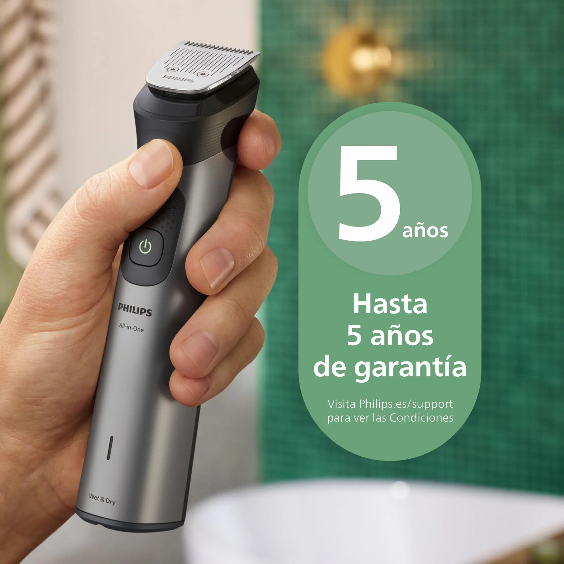 Philips Recortadora todo en uno de 17 en 1 Serie 7000 - Afeitadora y cortapelos hombre para rostro, cabeza y cuerpo, cuchillas de acero autoafilables, 26 longitudes, recargable, MG7961/15