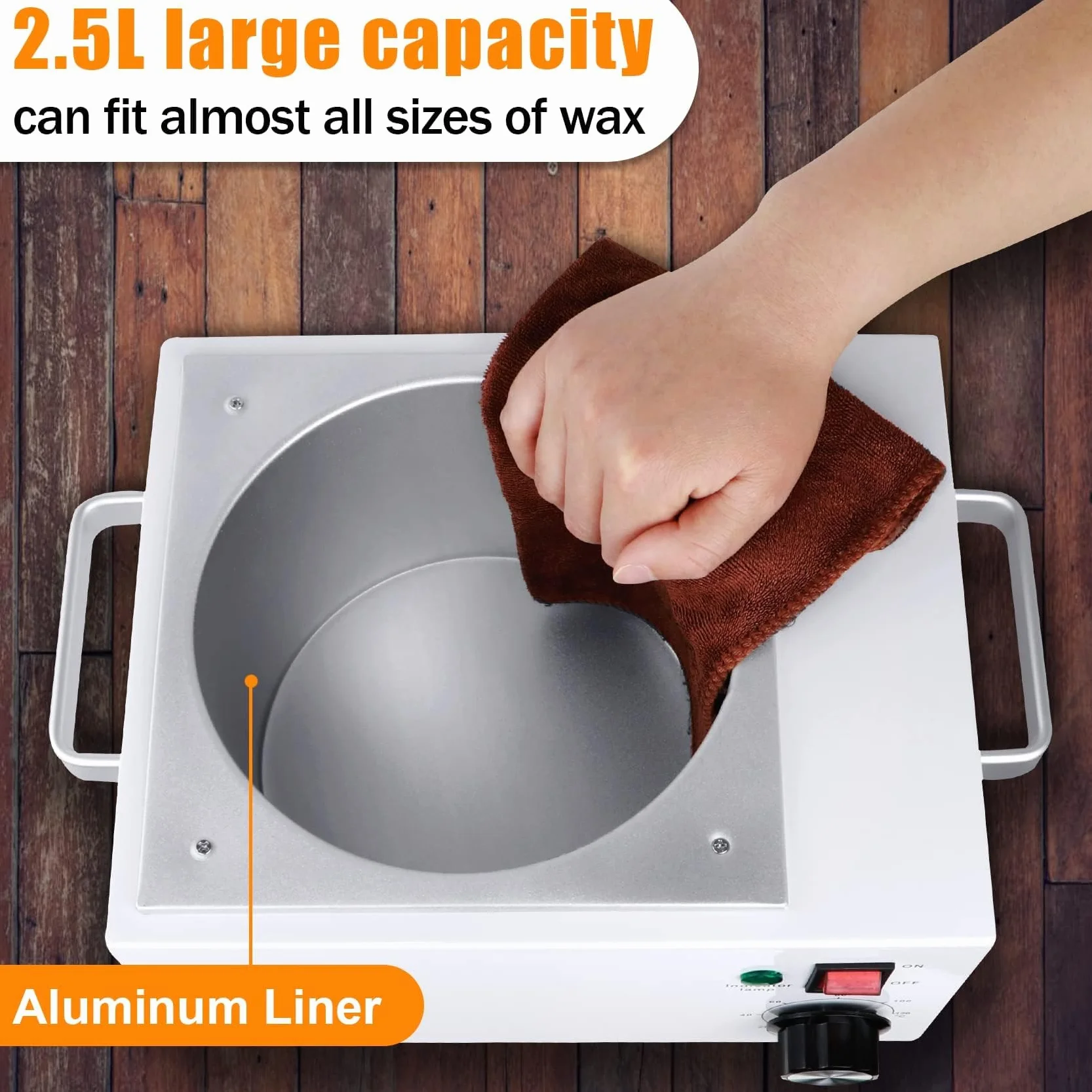 Calentador de cera profesional de 5.5 libras para depilación, calefacción eléctrica de cera, con control de temperatura de 0 a 120 °C, bote de cera grande de parafina, equipo de salón de spa, salón de