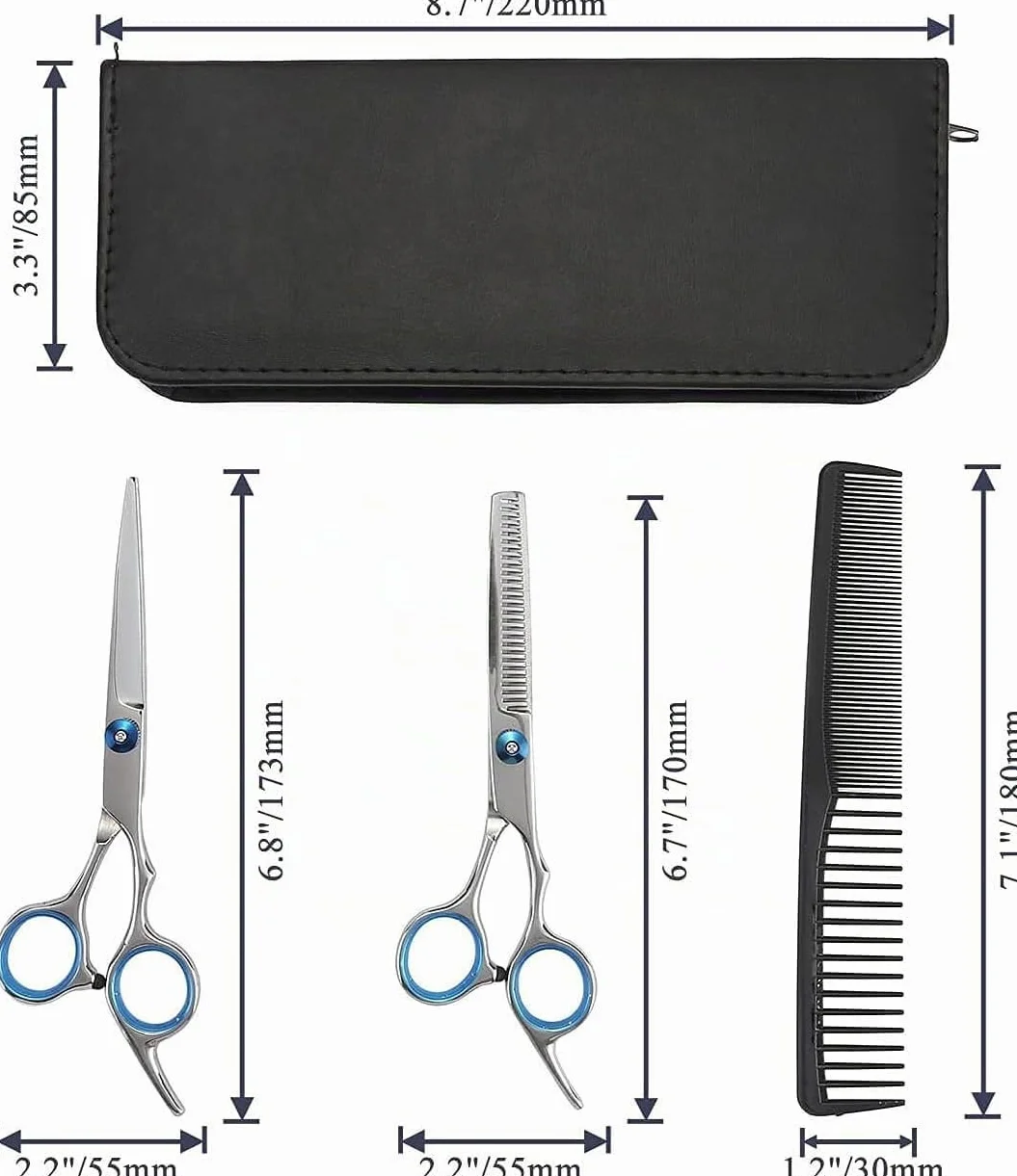 Tijeras de Peluquería Profesionales Kit 7 Pzas Acero Inoxidable Entresacar