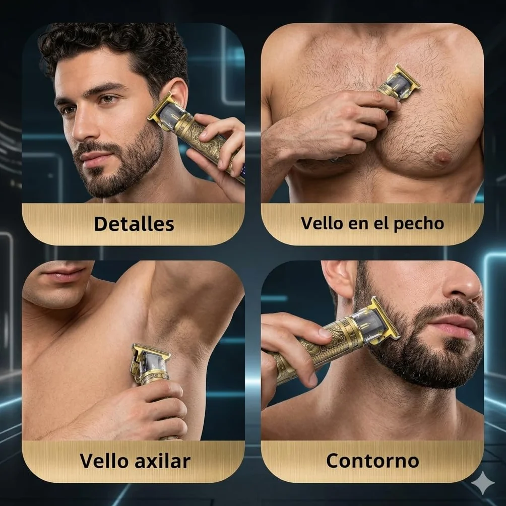 Maquina Cortar Pelo Hombre Profesional, Afeitadora Cortadora Eléctrica 3 Vel, Recortar Barba sin Cable