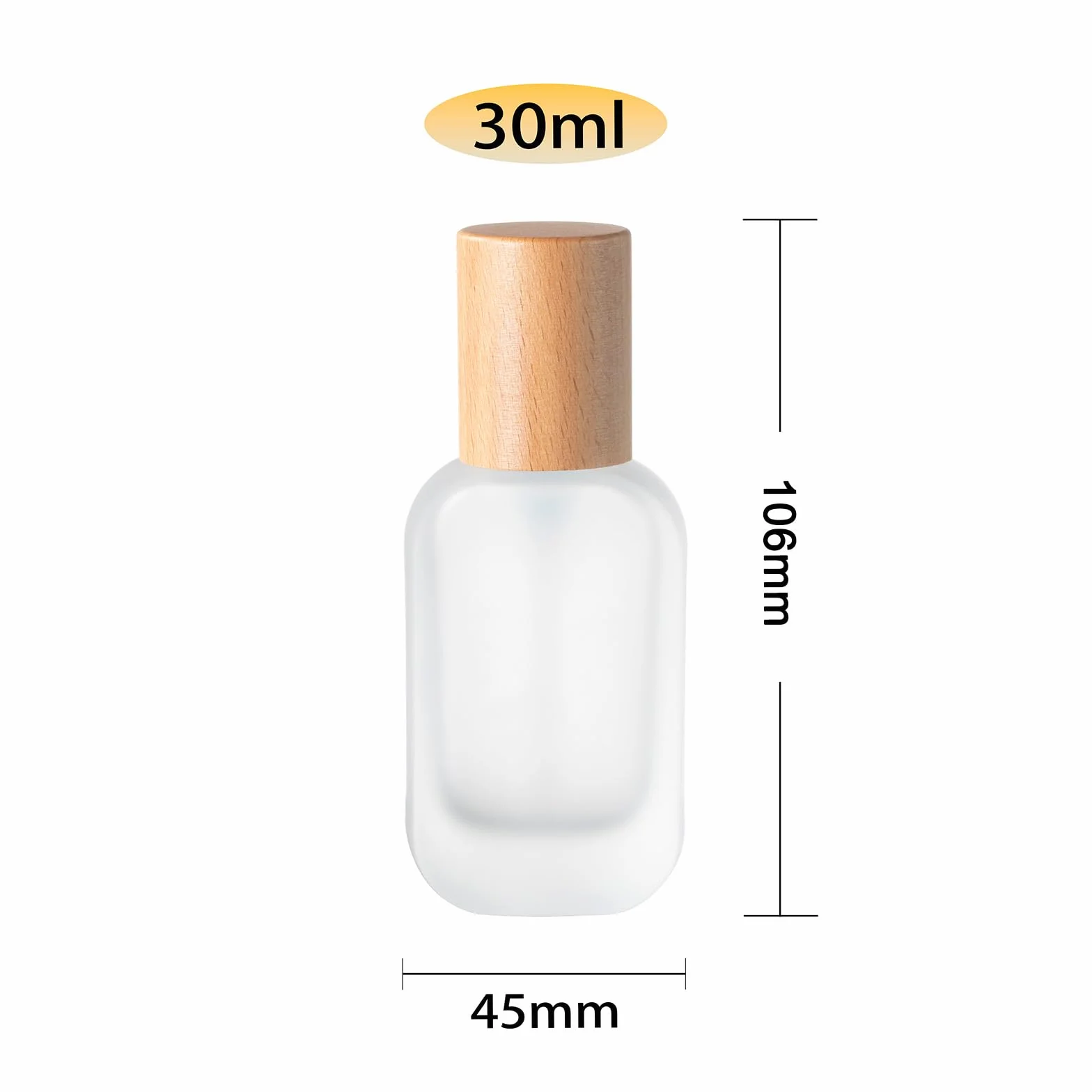 4 Piezas 30ml Bote Airless, Dispensador de Bomba de Vidrio, Botella Vacía de Viaje Con Tapa de Madera Para Crema Cosmética, Con Embudo
