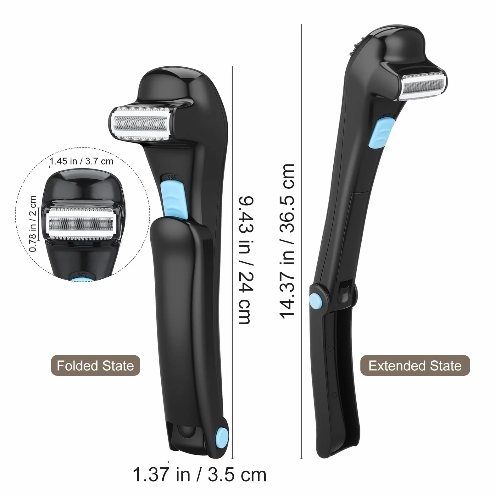 Depiladora Eléctrica Afeitadora Corporal Portátil sin Cables Negra para Espalda para Depilación Fácil y Confiable para Hombres Cuidado Personal en Viajes y Uso Diario