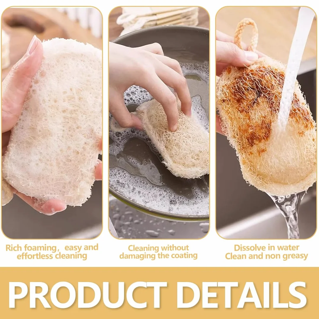 Esponjas naturales de luffa 7×10 cm cuadradas para ducha, baño, cocina