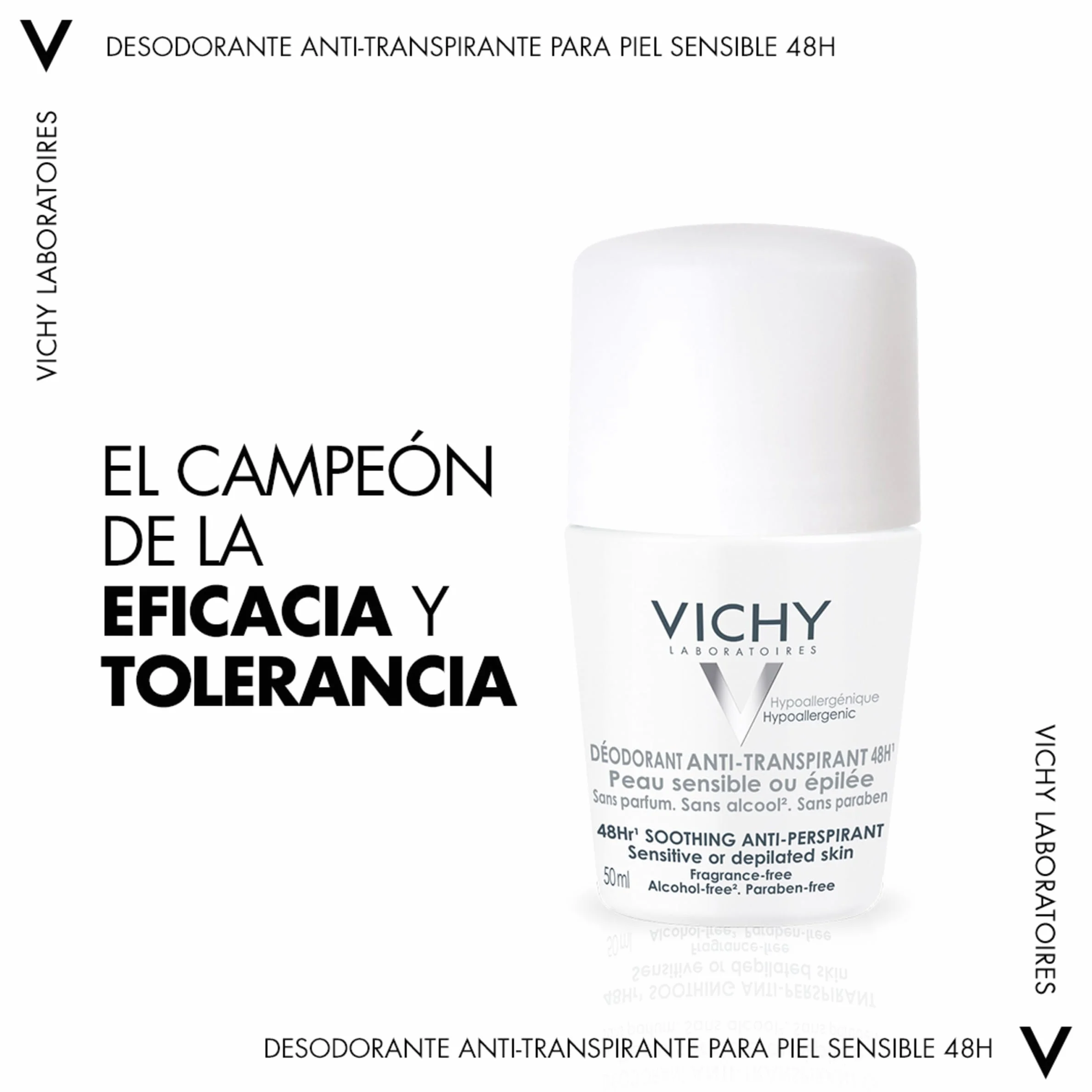 Vichy Desodorante Roll-On Antitranspirante Antimarcas 48h Piel Sensible Sin Alcohol 50 ml