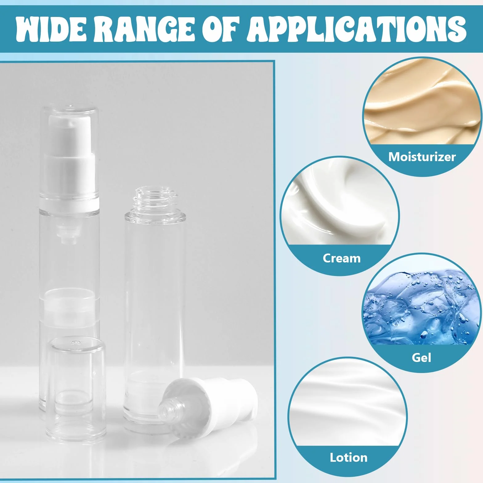 4 dispensadores vacíos sin aire, botella pequeña, dispensador portátil de 10 ml, recipiente cosmético al vacío, botellas de viaje para rellenar