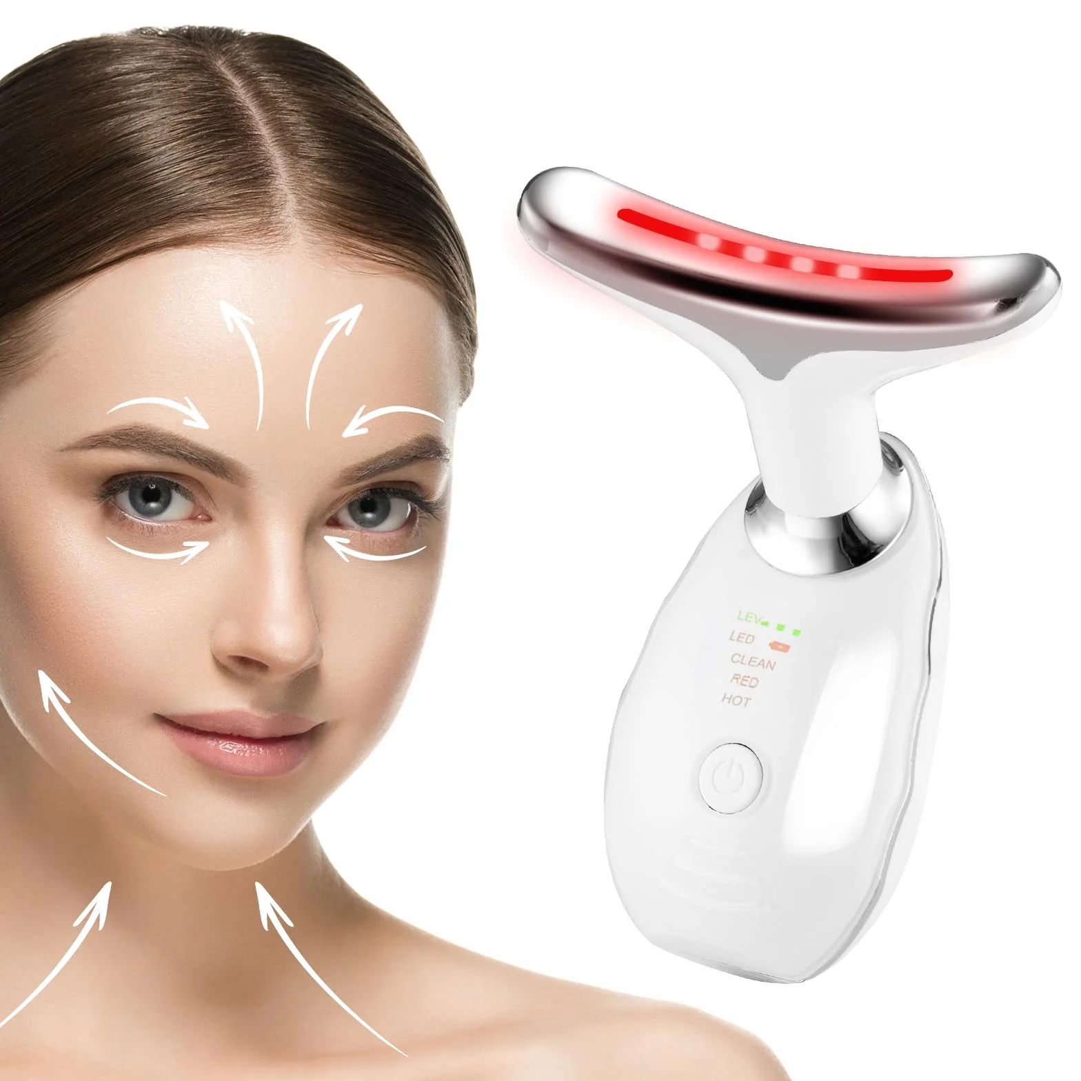 ACWOO Masajeador Facial, Masajeador Facial Eléctrico Antiarrugas, Masajeador de Belleza para Reafirmar la Piel para Rostro y Cuello, 45 ℃ Medidor de Belleza Facial, 3 Modos