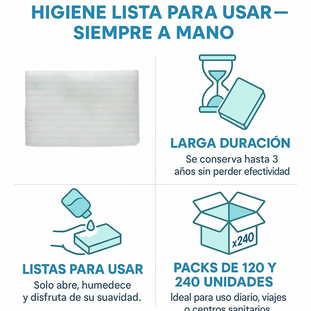 Obulco Belleza 120 Esponjas Jabonosas Desechables con Gel de Aloe Vera Hipoalergenico para Piel Sensible