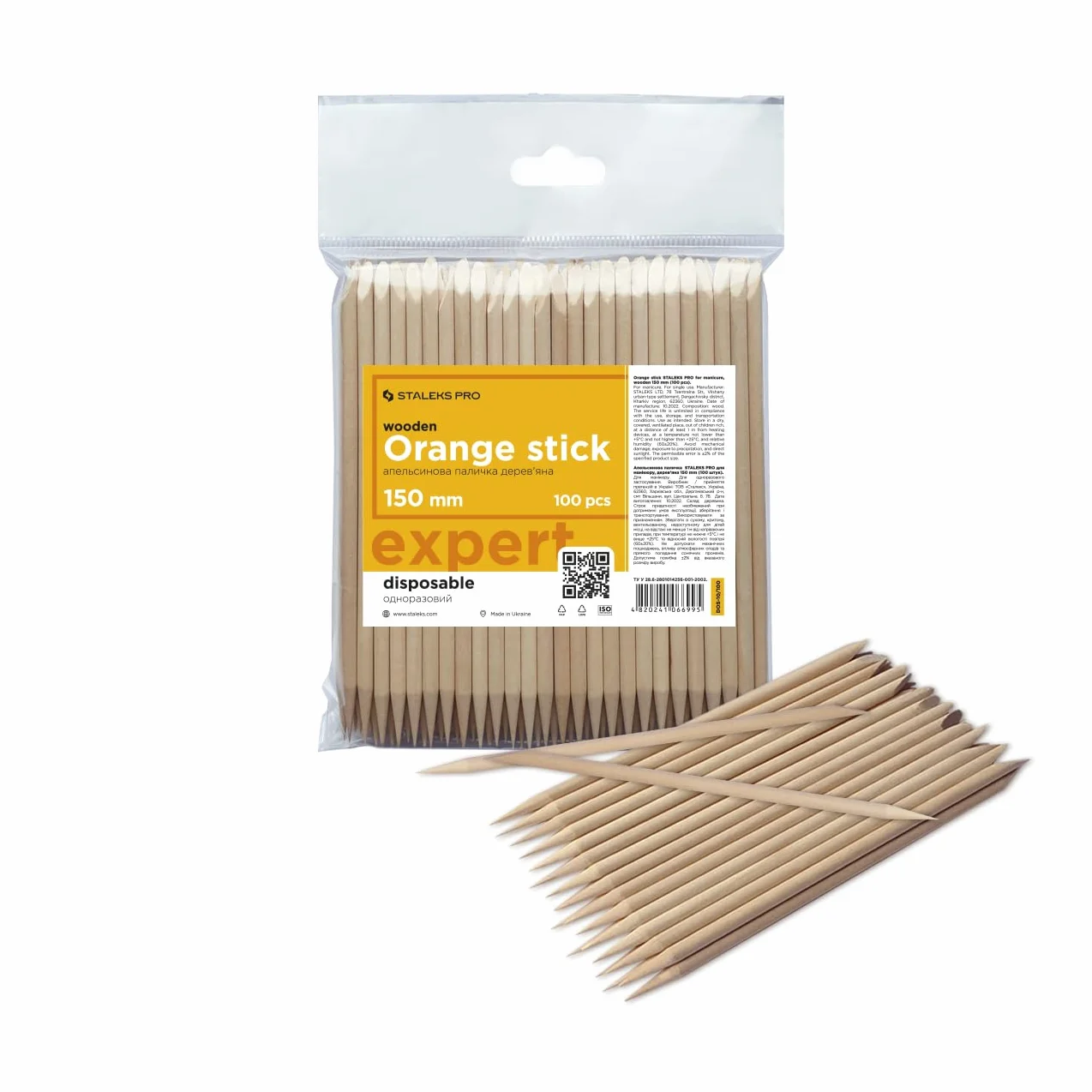 STALEKS PRO 100 piezas Palos de Madera de Naranjo 15 cm para Manicura