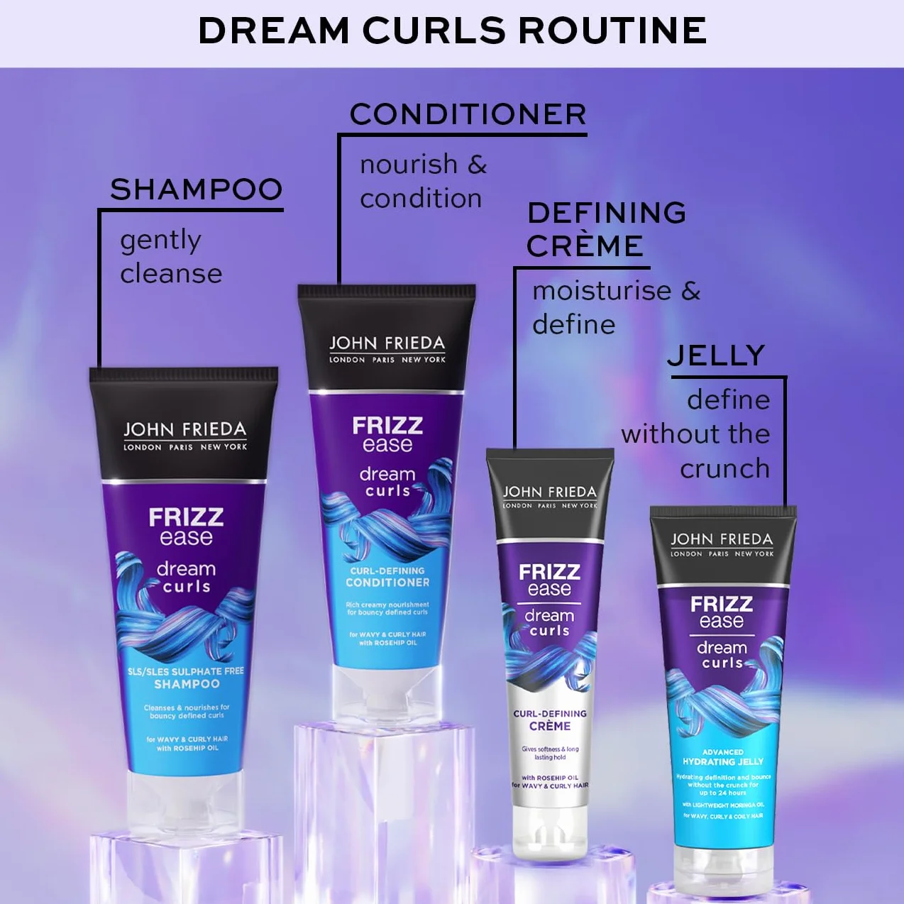 John Frieda Hydrated Jelly Dream Curls Gel hidratante de rizos 200ml Control del encrespamiento