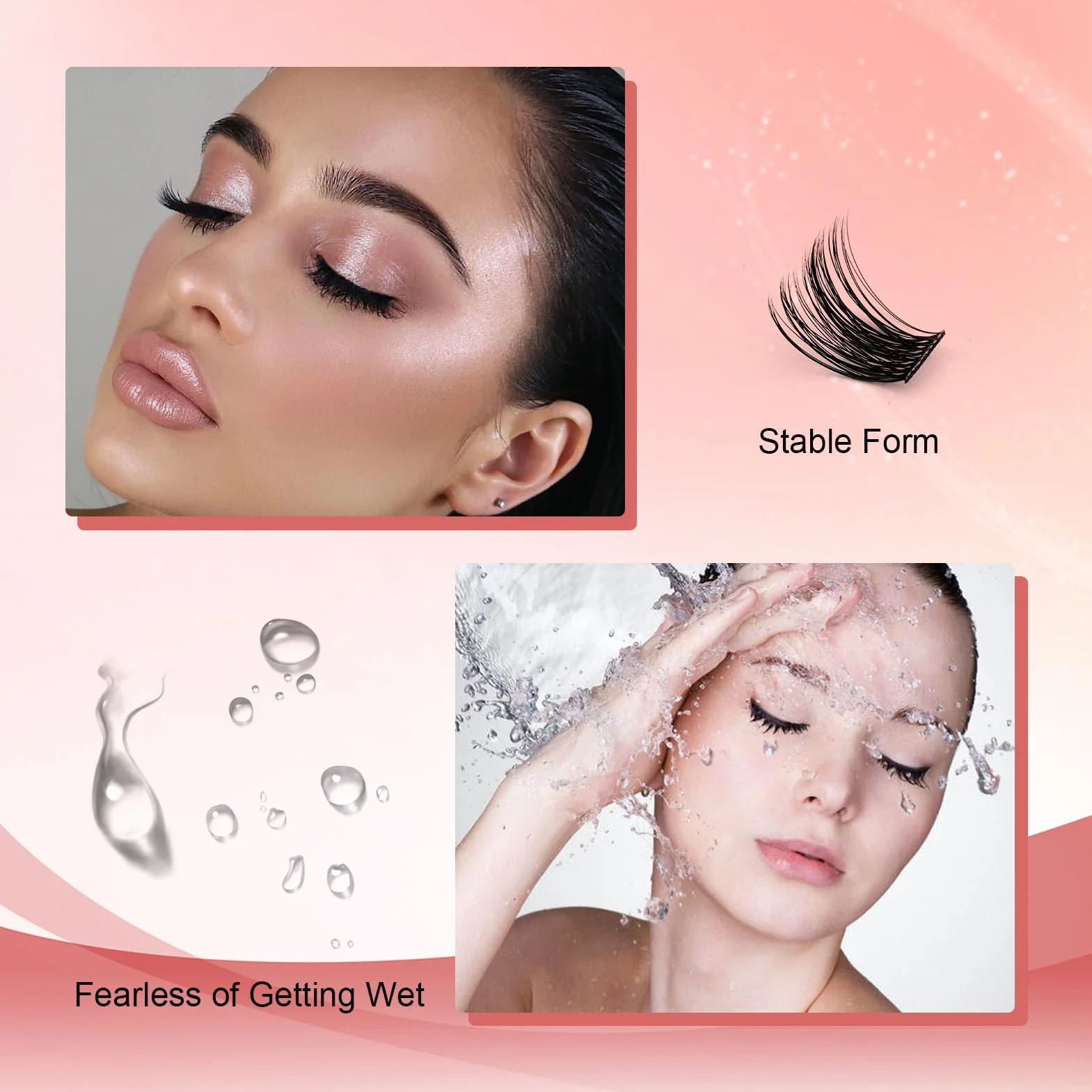 FADVAN DIY Eyelash Extension 0.07D Curl 8-16mm Individual Cluster False Lashes Natural Look