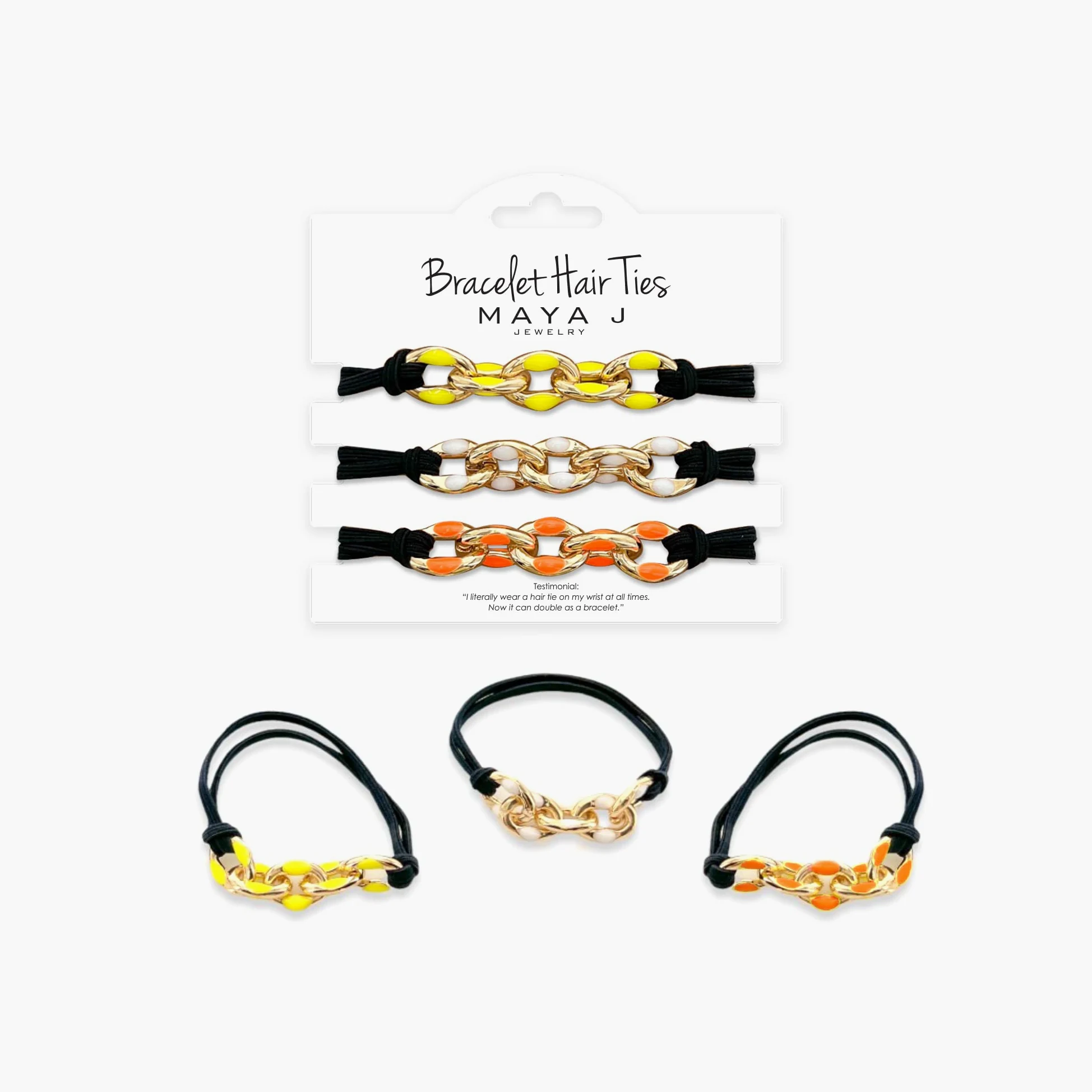 Pulsera para el pelo con elástico beige y negro, se ve bonita en tu muñeca y genial en tu cabello de Maya J (naranja)