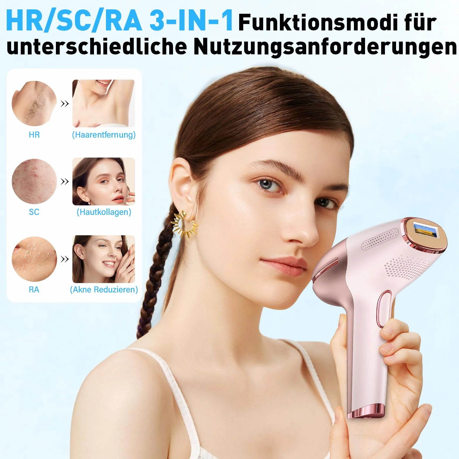ASONINE Depiladora Laser IPL con Refrigeración, 600NM-1200NM Luz Pulsada, 9 Niveles de Energía, Indolora para Todo el Cuerpo