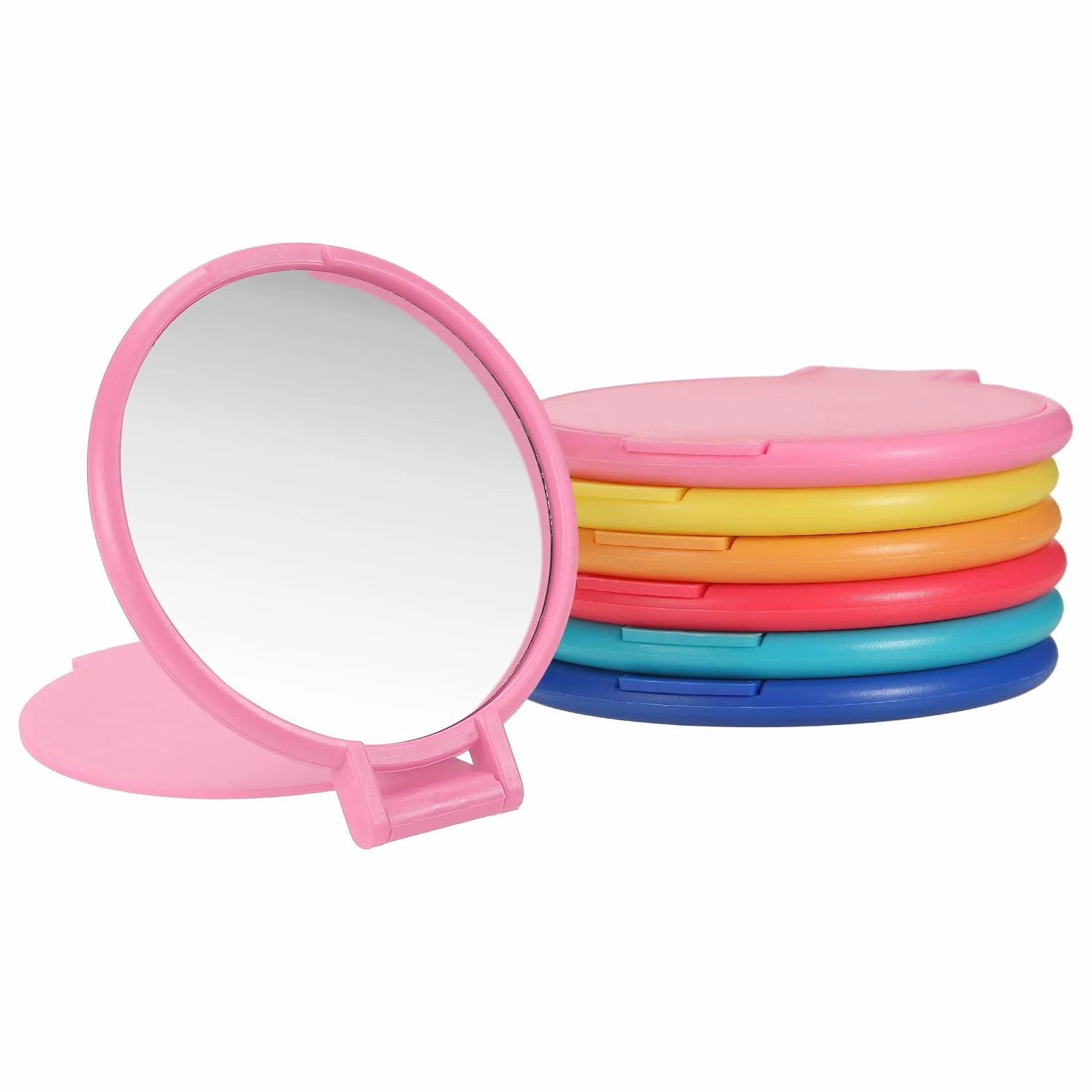 QUARKZMAN Mini Espejo de Bolsillo Plegable Portátil Maquillaje Redondo Compacto Set 6 Piezas Multicolor