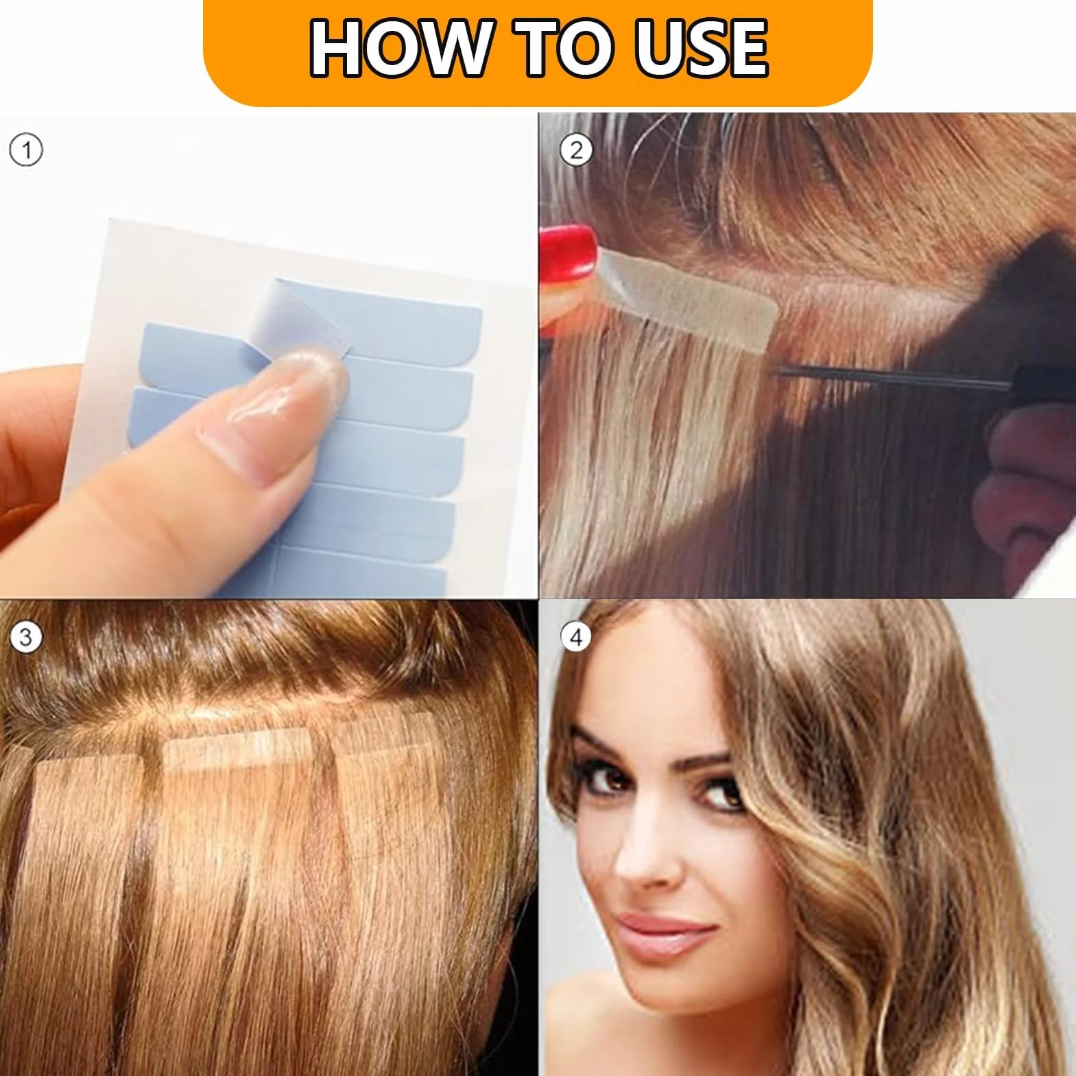 Cinta Adhesiva para Extensiones de Cabello 144 Piezas Doble Cara Invisible