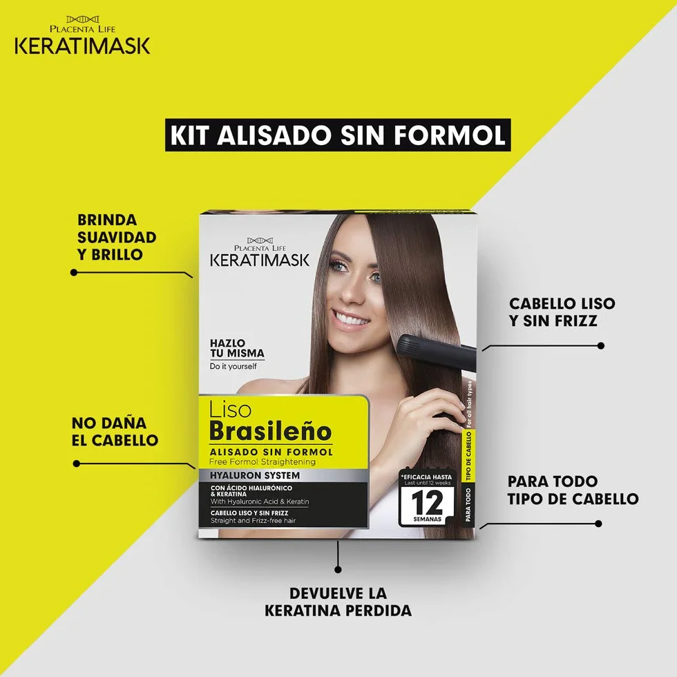 PLACENTA LIFE Be Natural Kit de Alisado Brasileño con Keratina, Alisado Profesional, Control del Frizz, Brillo Intenso