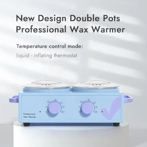 Calentador de cera doble, calentador eléctrico de 200 W con pantalla digital, temperatura ajustable de 30 ~ 100 °C, control automático de temperatura, máquina de cera caliente de 100 ml para
