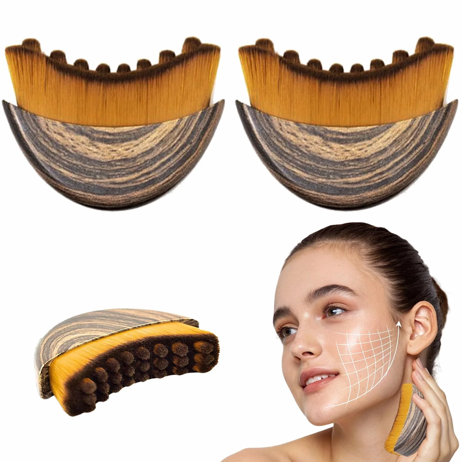 Cepillo Facial Linfático 2Pcs Drenaje Linfático Masajeador Esculpir Rostro