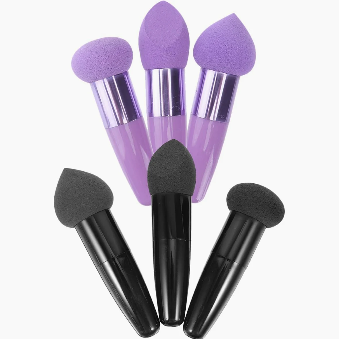 KICHOUSE Juego de 6 Esponjas de Maquillaje en Forma de Bolígrafo, Látex Cómodo Mango, Portátil y Delicado para Maquillaje Profesional de Mujer