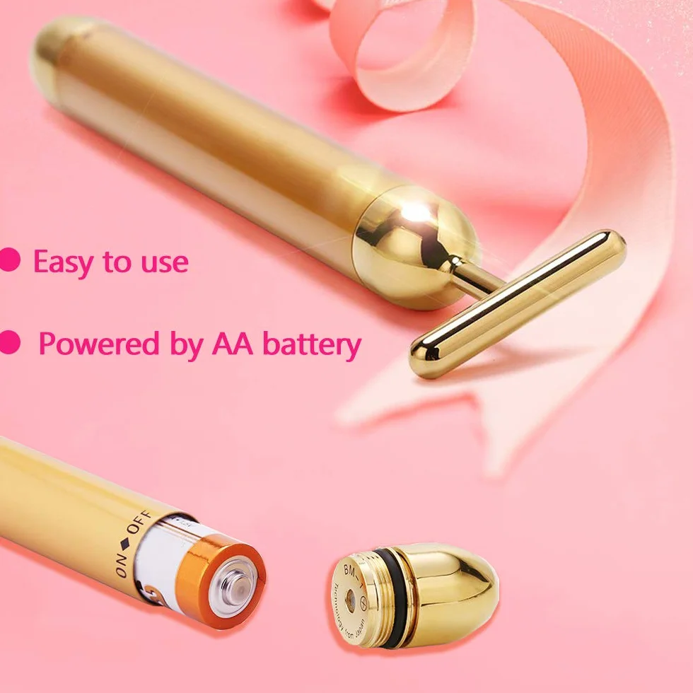 24k Golden Pulse Facial Masajeador Eléctrico para Piel Sensible Lifting Antiarrugas