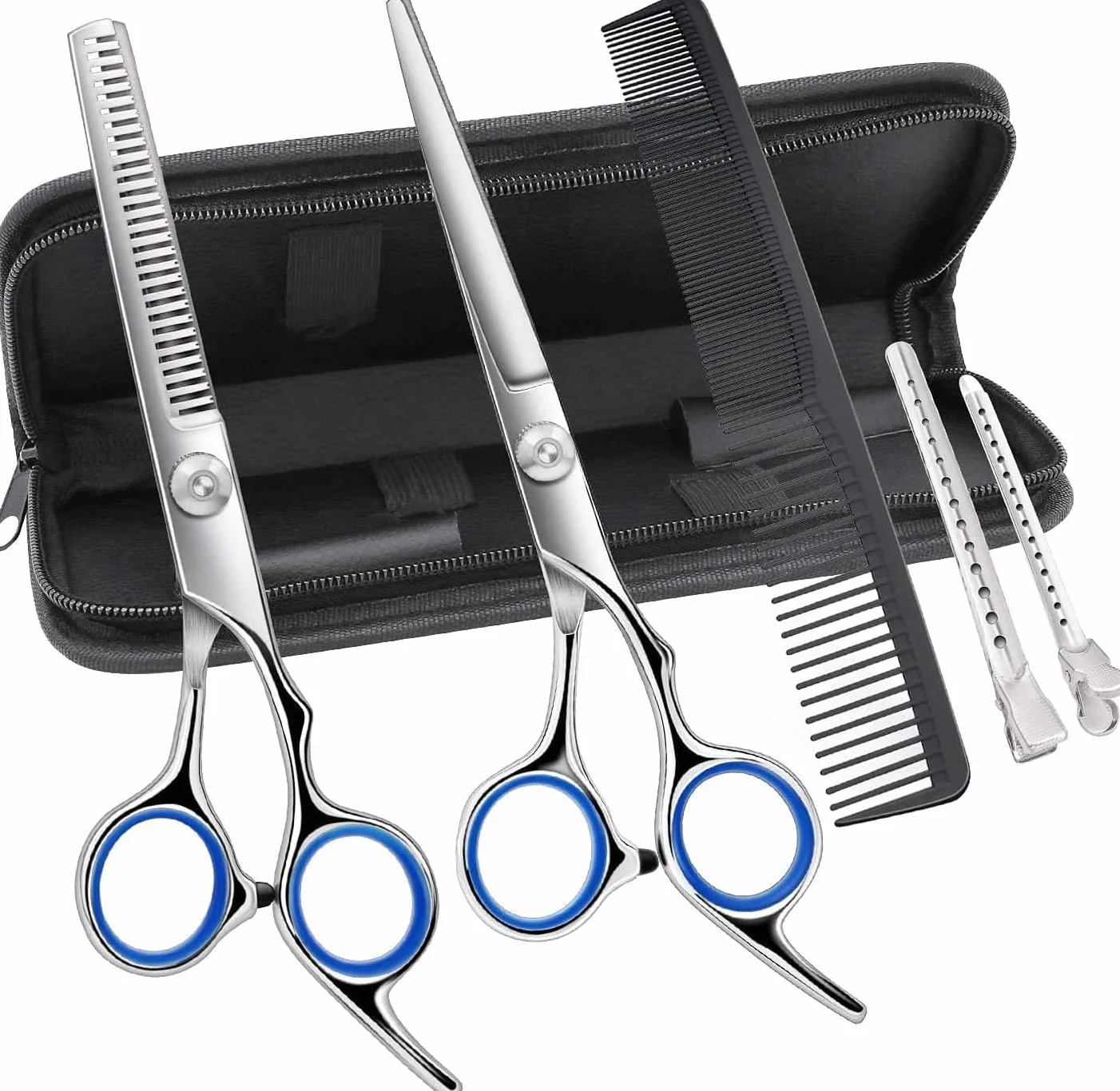 Tijeras de Peluquería Profesionales Kit 7 Pzas Acero Inoxidable Entresacar
