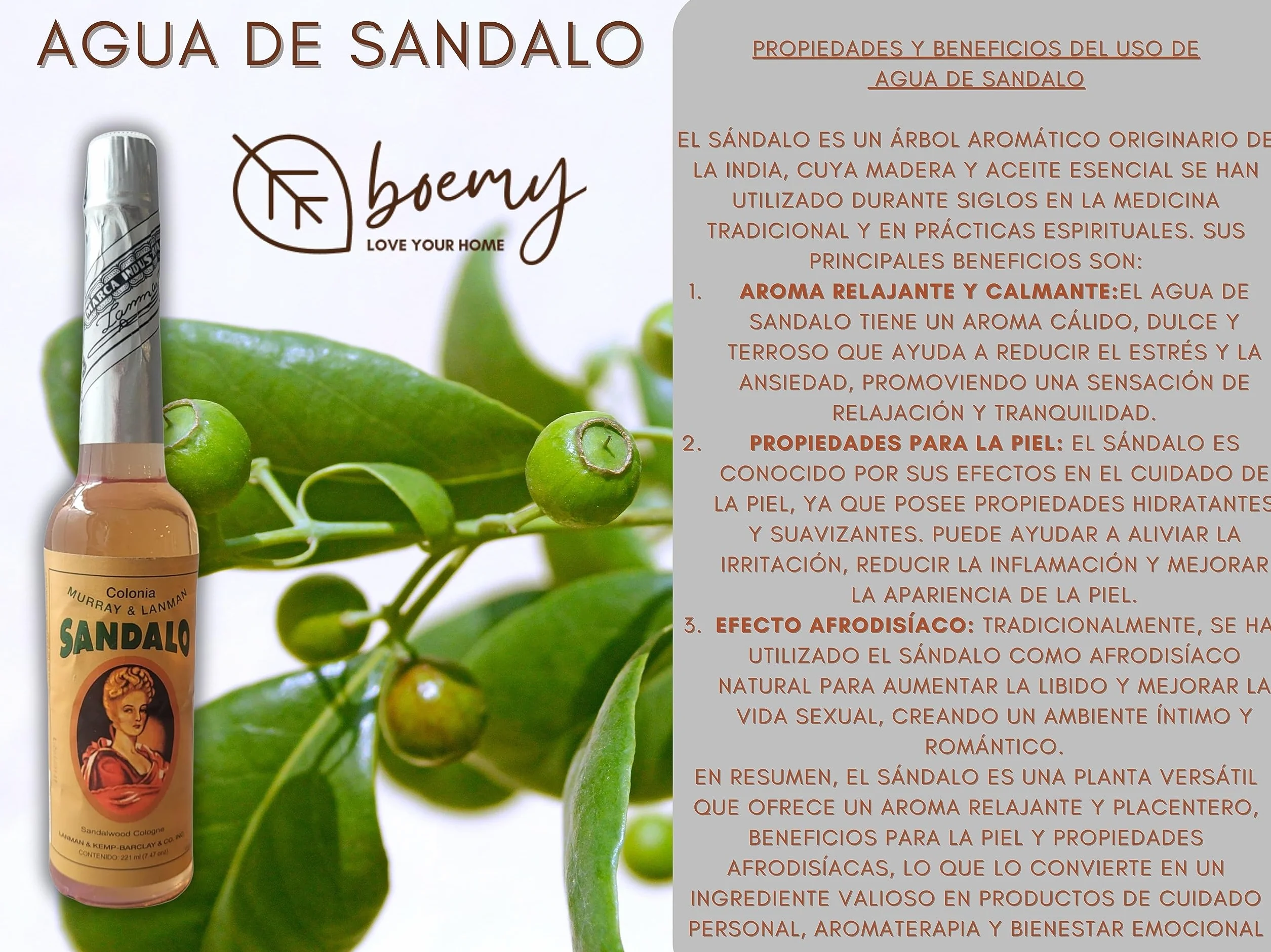 BOEMY Set de Fragancias Sándalo y Florida 221 ml 270 ml