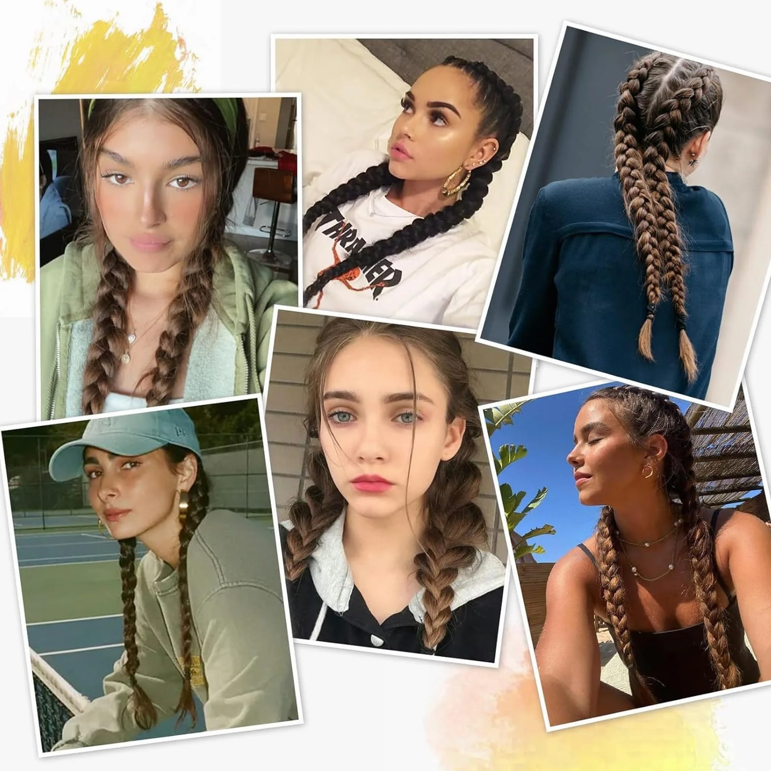 Wekuw Extensiones de pelo natural marrón para cola de caballo y trenzas