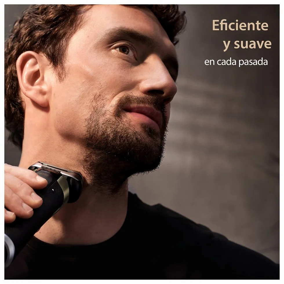 Braun Series 9 Pro+ Afeitadora Eléctrica Hombre, Máquina de Afeitar Barba con Base de Carga Y Funda de Viaje, en Seco Y en Mojado, 60 Min de Autonomía, 9517S, Plata