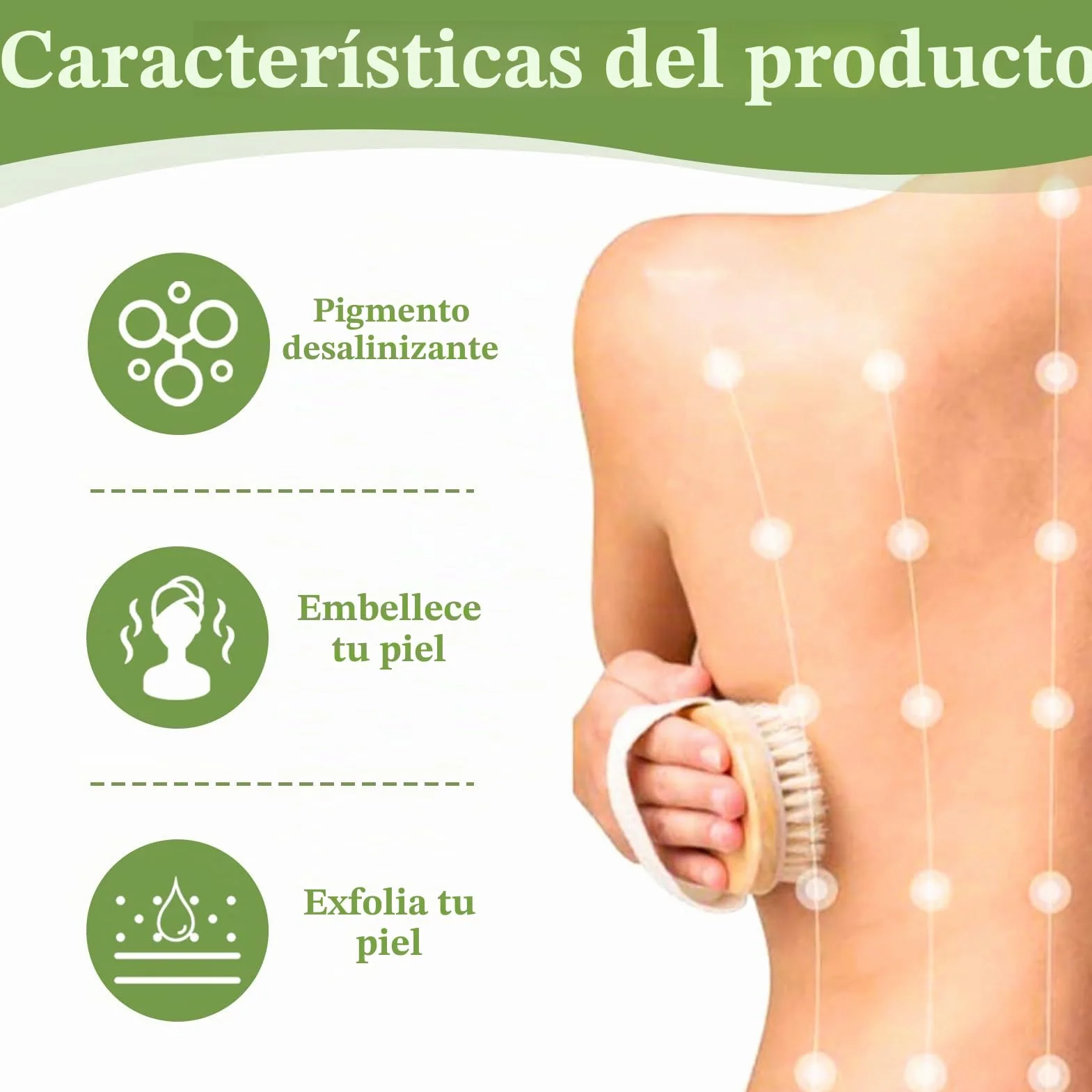 Cepillo seco corporal exfoliante cerdas de jabalí para drenaje linfático y reducción de celulitis