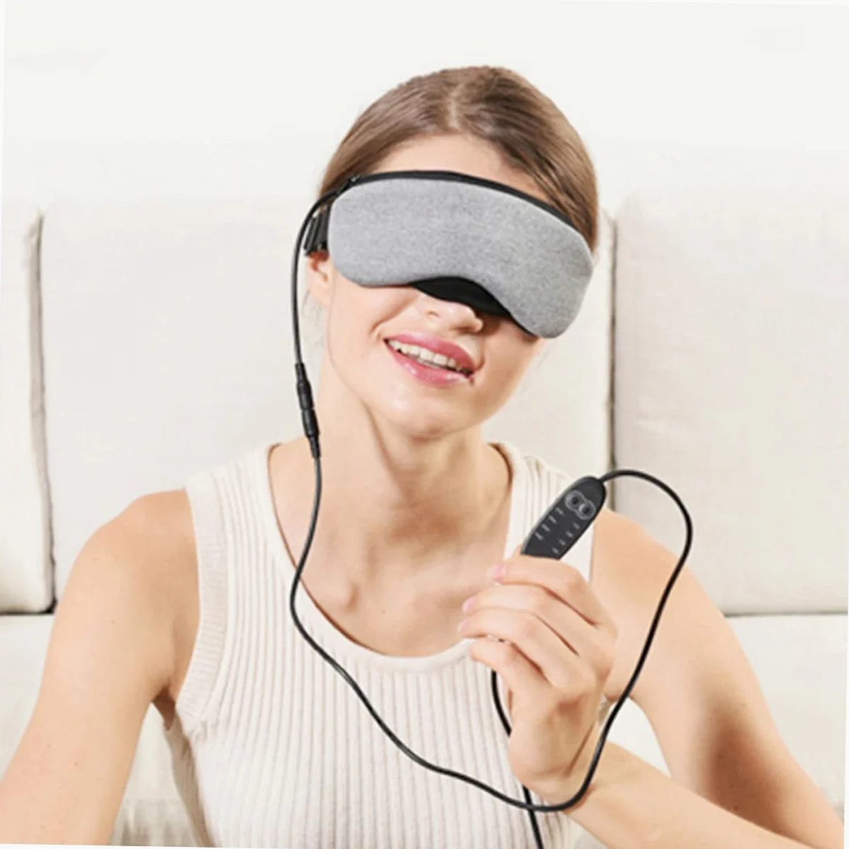 PACKOVE Máscara De Ojos De Vapor Usb Compresa Caliente Para Aliviar y Diseño Ergonómico y Transpirable Gris Sin Fragancia