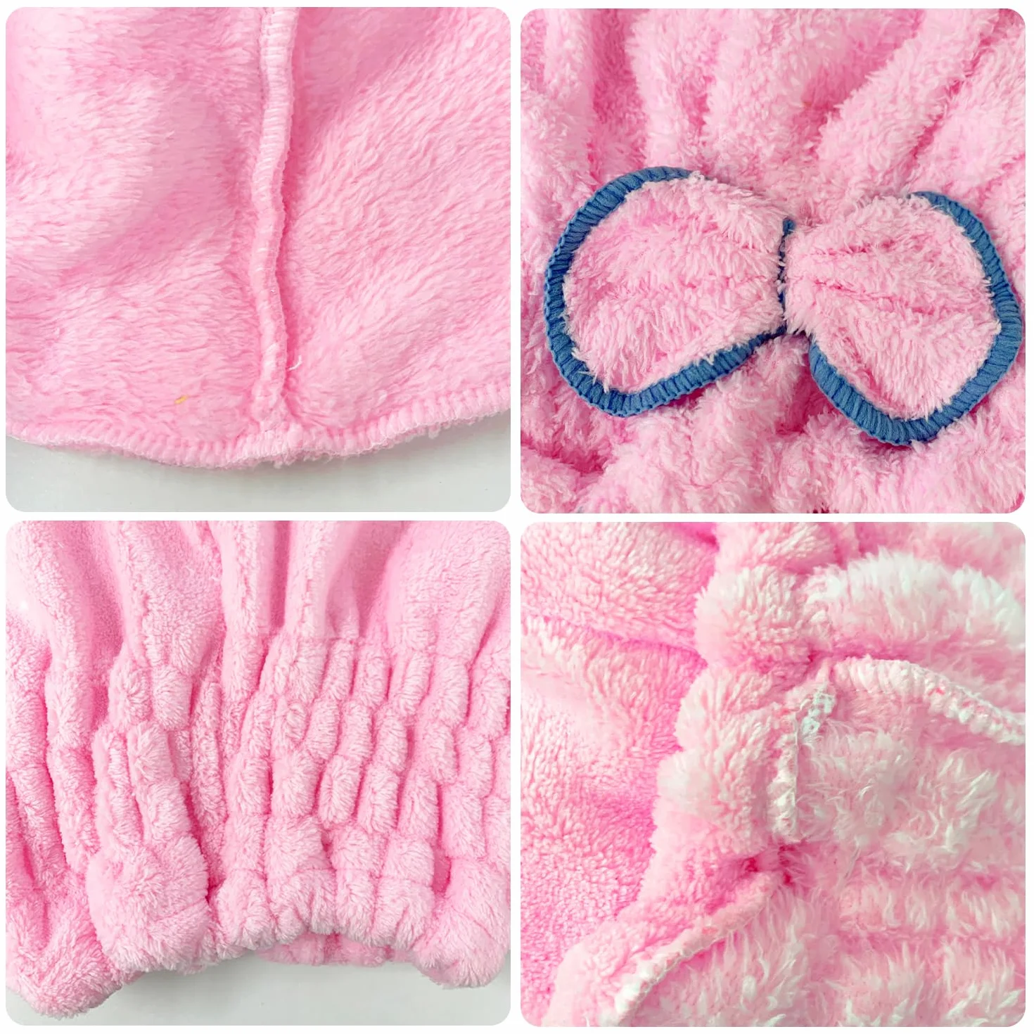 MEMOFYND Toallas para el Cabello de Microfibra, Gorro para el Cabello Seco, Muñequeras para Lavado de Cara (Azul, Rosa)