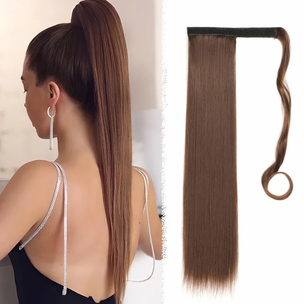 Cola de Caballo Extensiones 55 CM Pelo Natural Liso Postizo para Mujer Niña