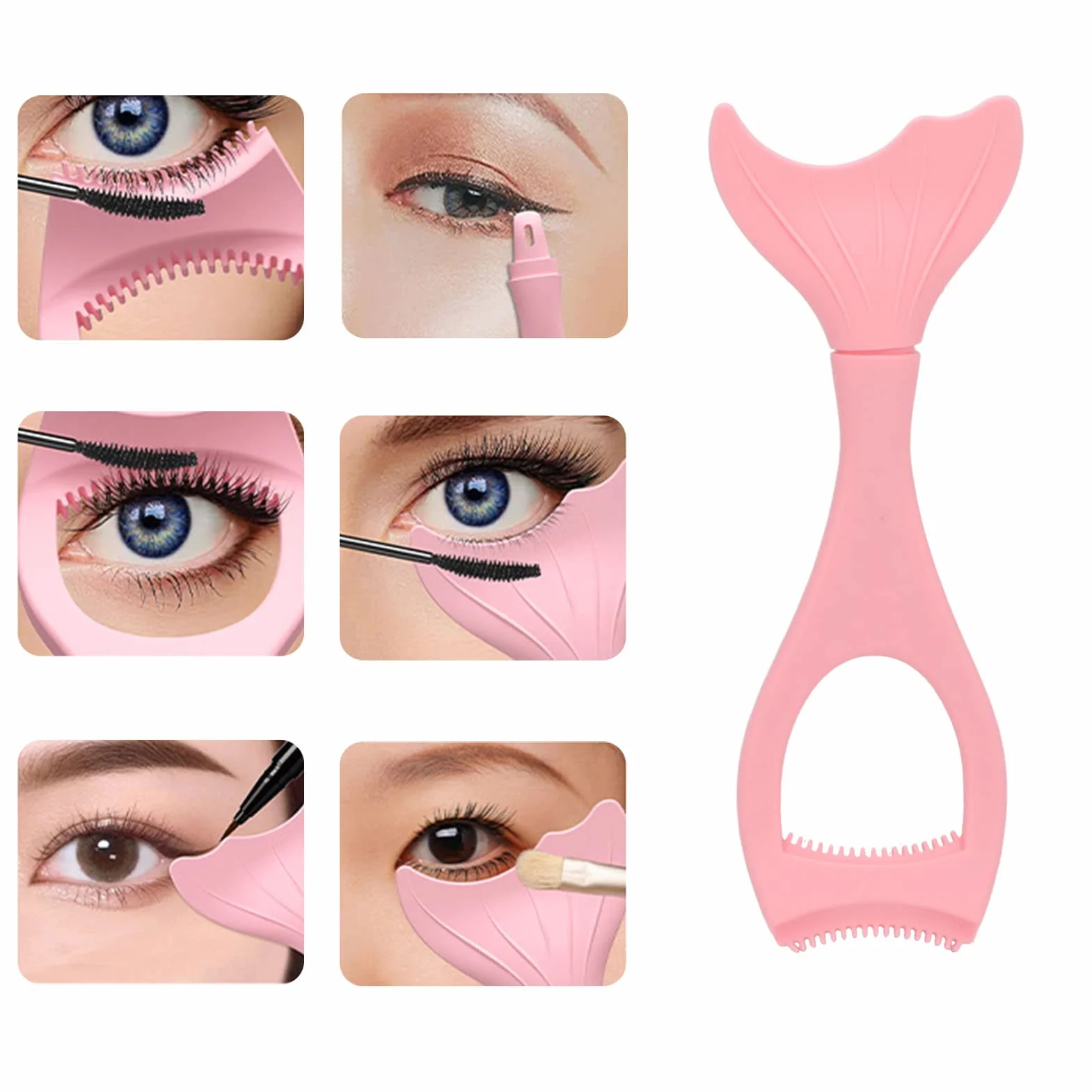 KIMISS Plantilla de Delineador de Ojos con Alas de silicona: Herramienta Reutilizable y Flexible para Aplicar Delineador de Ojos y Rímel sin Esfuerzo (PINK)